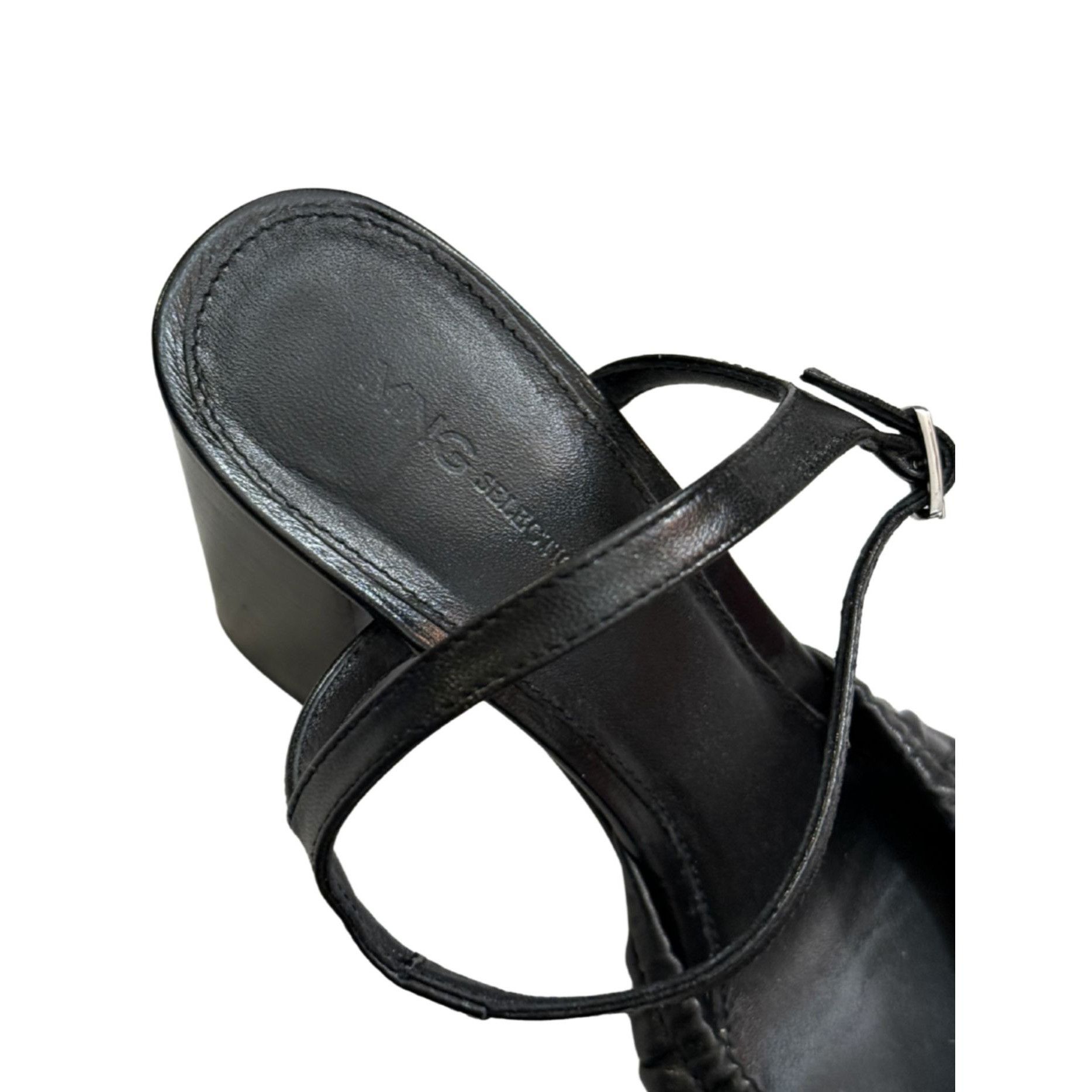 Mango Mango MNG Selection Leather High Heel Black EUC $220 Sz 39 Size US 9 / IT 39 - 5 Thumbnail