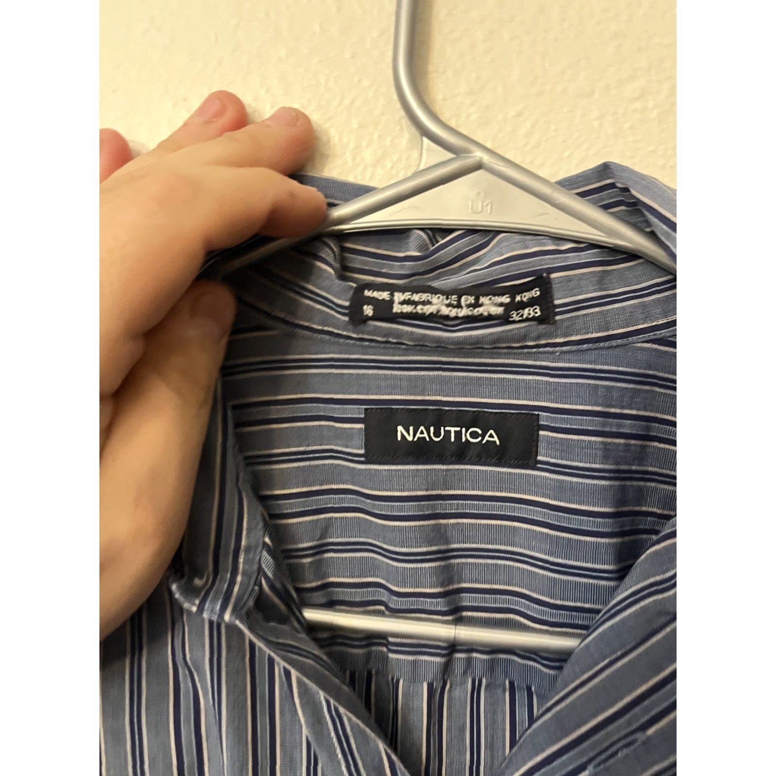 Nautica Nautica Button-Up Shirt Large 16 32/33 Blue Striped Collared Mens Shirt Size US L / EU 52-54 / 3 - 2 Thumbnail