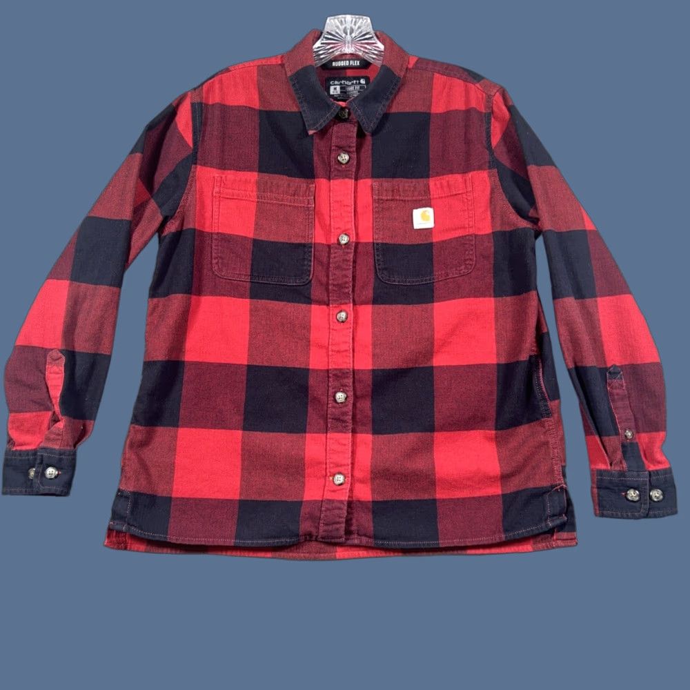 Carhartt VINTAGE? Wait this is not vintage. Carhartt Rugged Flex Red Plaid Shirt Womens Size M Loose Fit Button Up Workwear Size M / US 6-8 / IT 42-44 - 1 Thumbnail