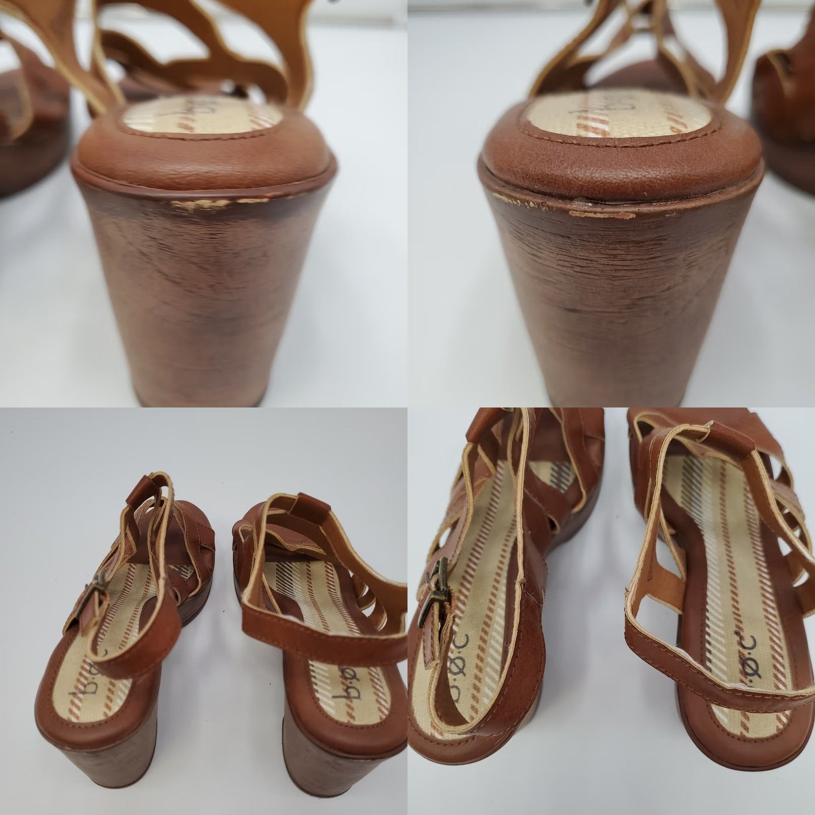 Born B.O.C. Marybeth Comfort Dress Shoe Tan Brown Sandal Women's 8M Strap Buckle Round Toe Block Heel Casual Clog Walking Modern Vintage NO Size M / US 6-8 / IT 42-44 - 8 Thumbnail