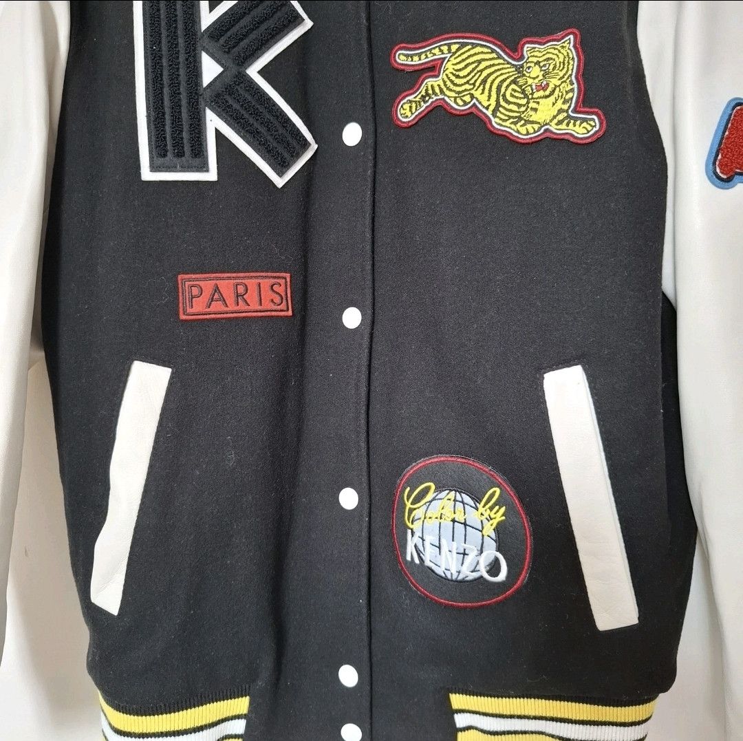 Kenzo KENZO Wool Blend Leather Varsity Quilted Logo Bomber Jacket Size US XS / EU 42 / 0 - 6 Thumbnail
