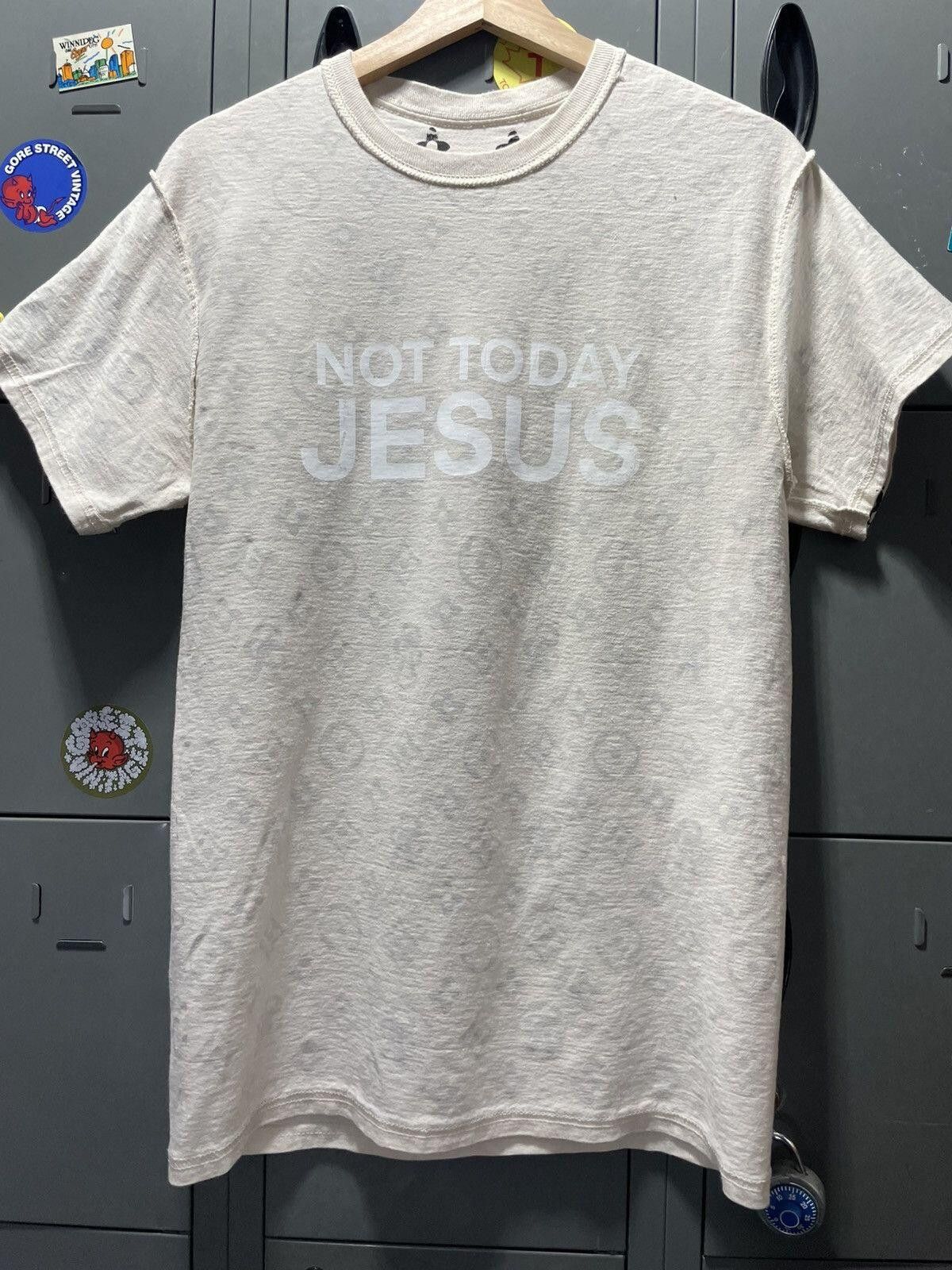 Vintage NOT TODAY JESUS off white tee white text inside out monogram Size US M / EU 48-50 / 2 - 1 Thumbnail