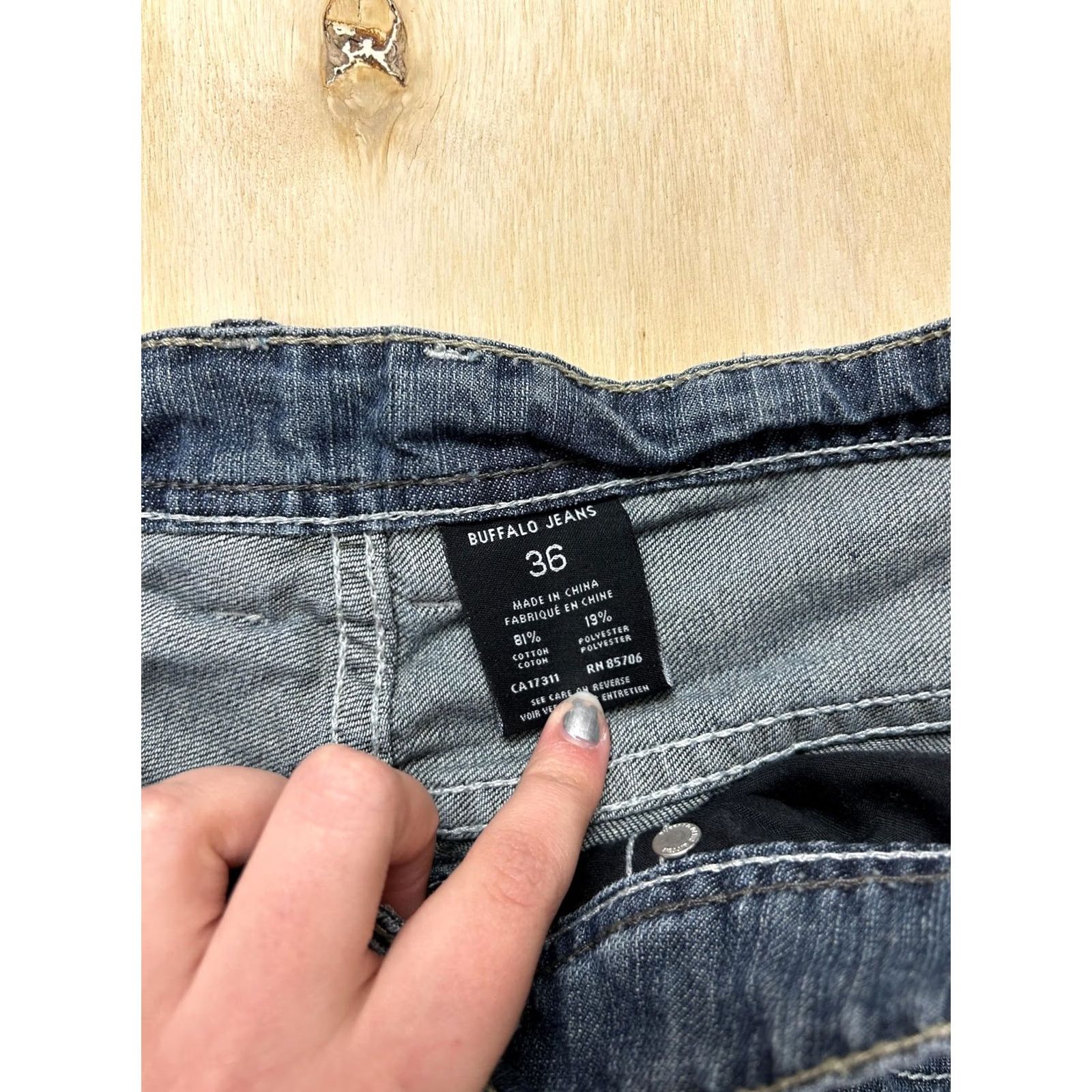Denime Buffalo Jeans Mens Relaxed Straight Jeans Medium Wash Blue Denim 36x30 Size US 36 / EU 52 - 2 Thumbnail