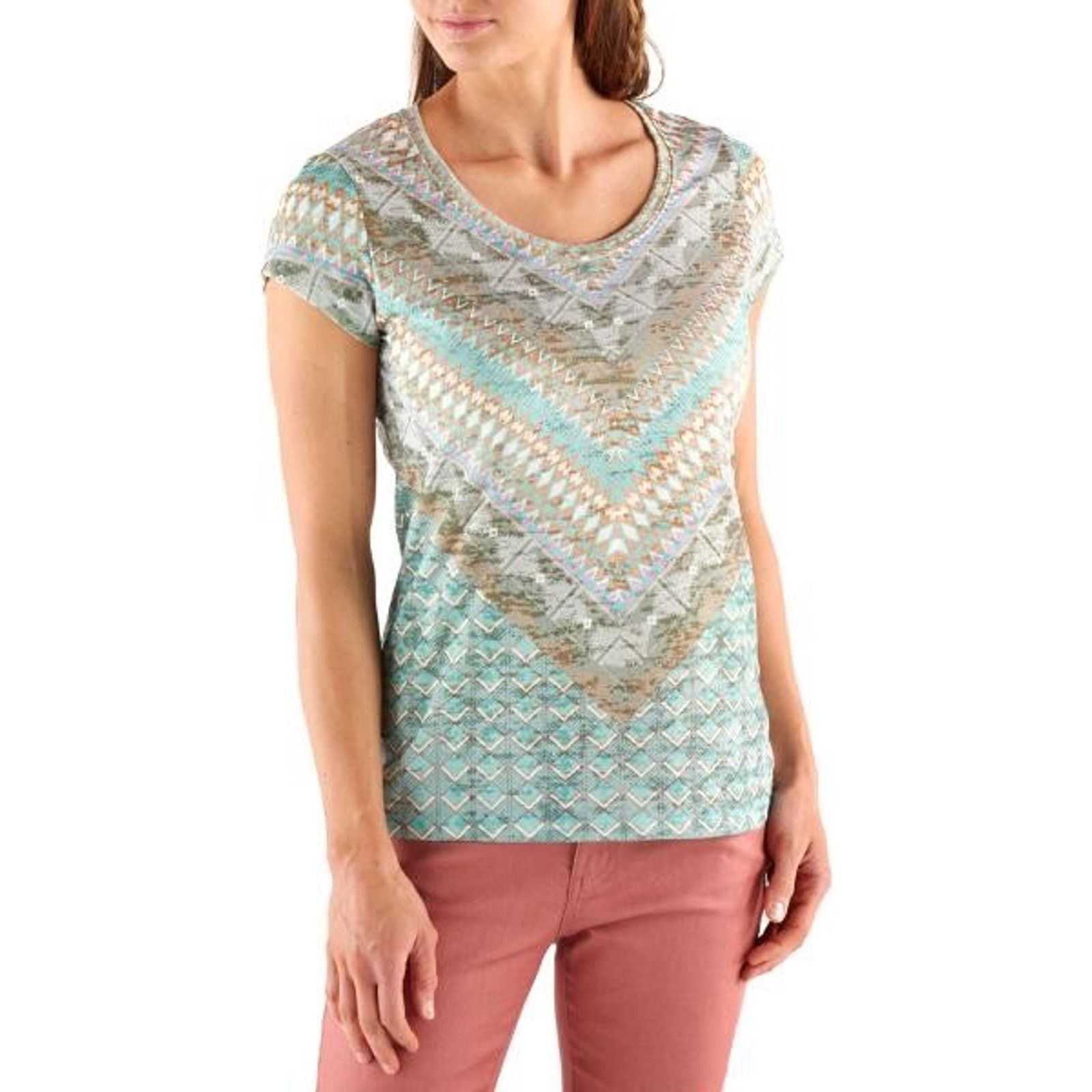 Prana Prana Blue Tribal Portfolio Scoop Neck Burnout Tee - Medium Size M / US 6-8 / IT 42-44 - 1 Thumbnail