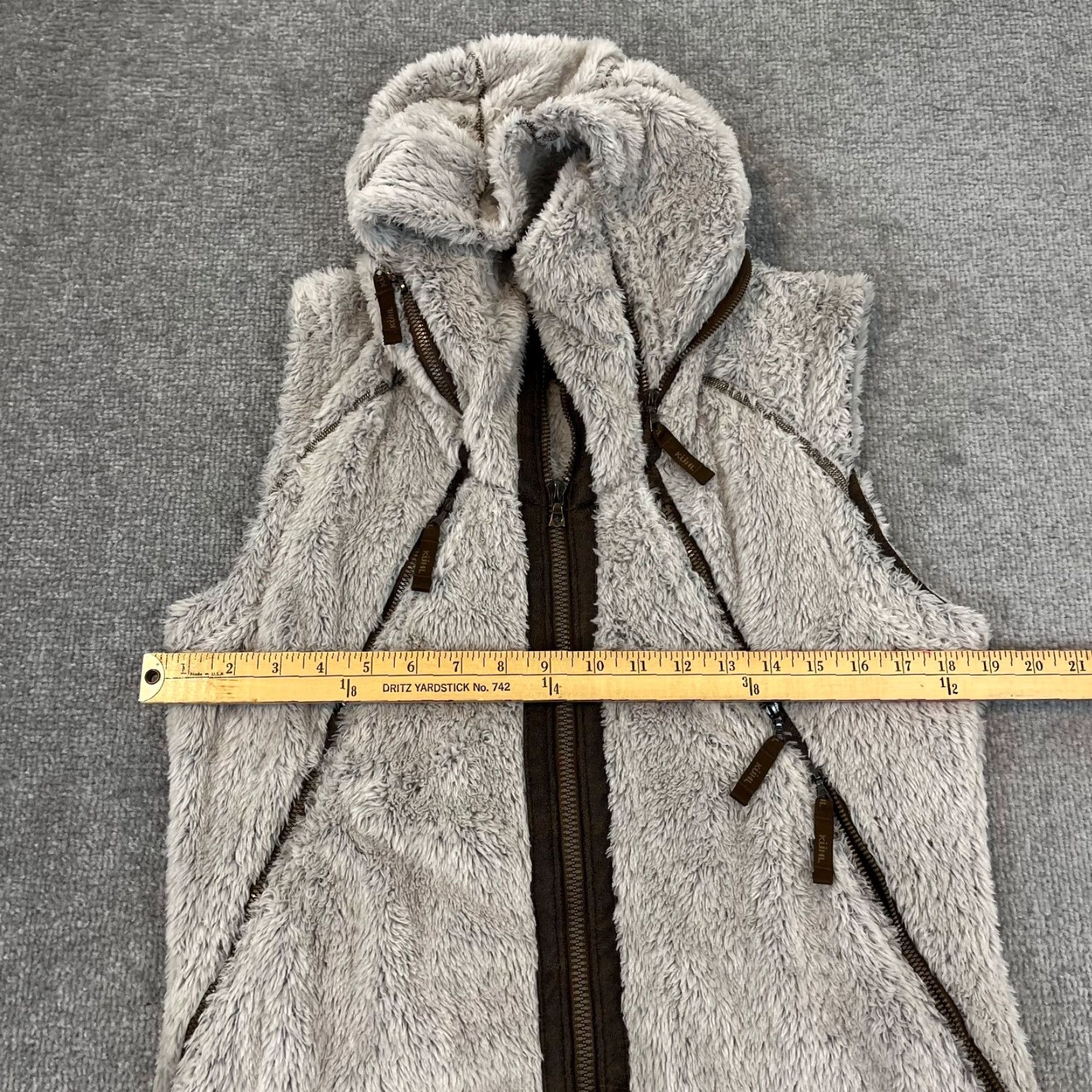 Vintage KUHL Vest Womens M White Fuzzy Fleece Flight Full Zip Hooded Jacket Hiking - Gray Size M / US 6-8 / IT 42-44 - 5 Thumbnail