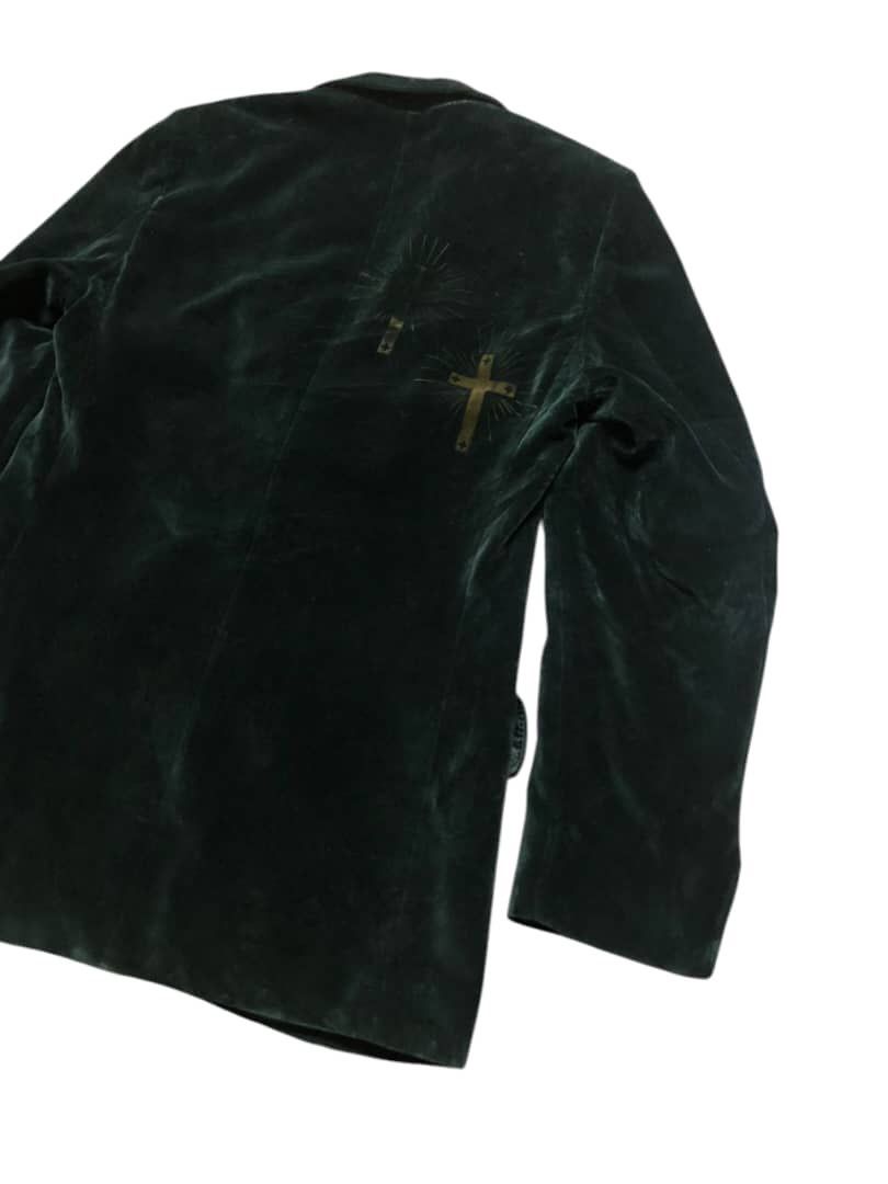 N.Hoolywood N.Hoolywood Green Velvet Blazer Cross Printed Deaign Size US S / EU 44-46 / 1 - 10 Thumbnail