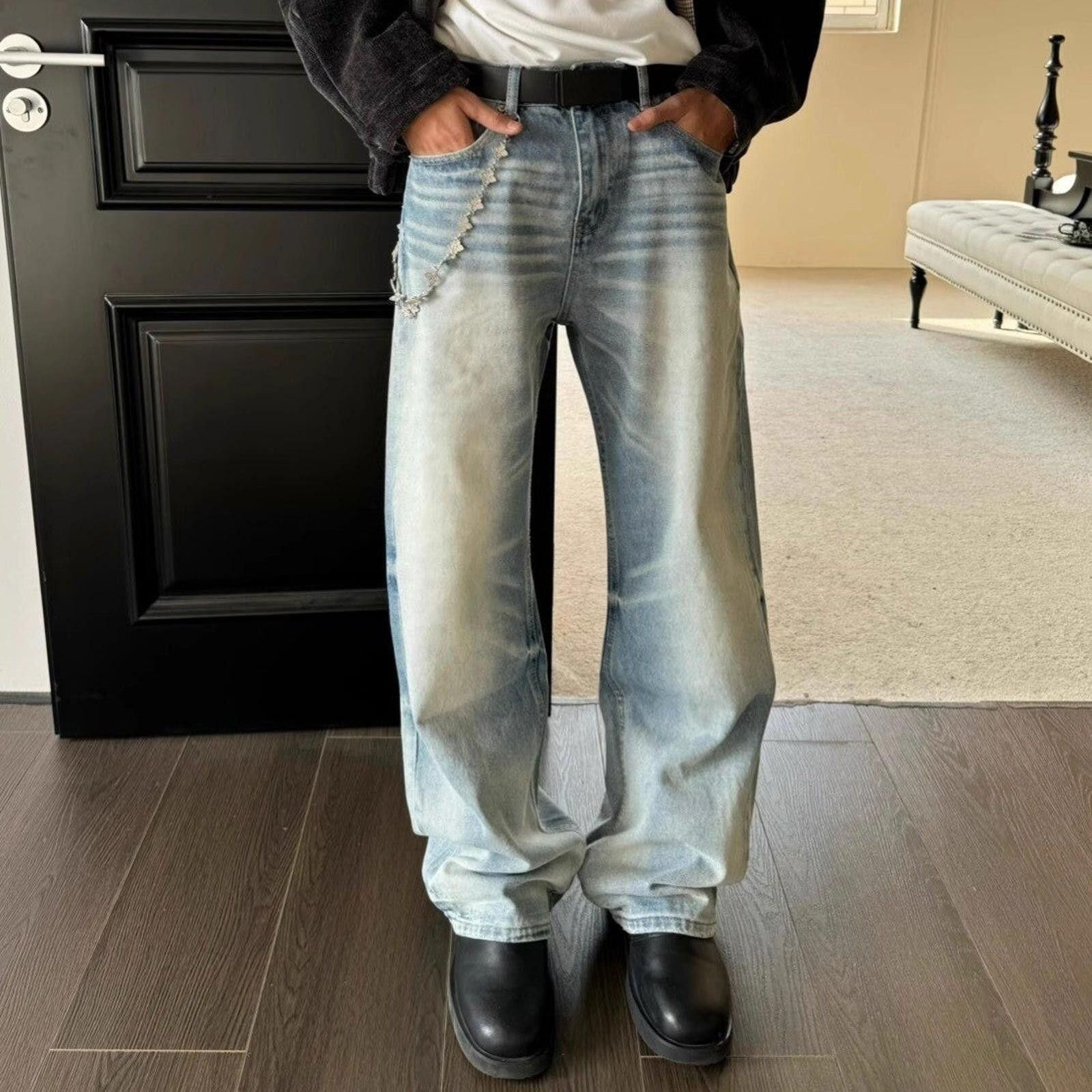 Jean Whiskered Icy Blue Jeans – A-Line, Cleanfit Flare Fit Size US 30 / EU 46 - 5 Thumbnail