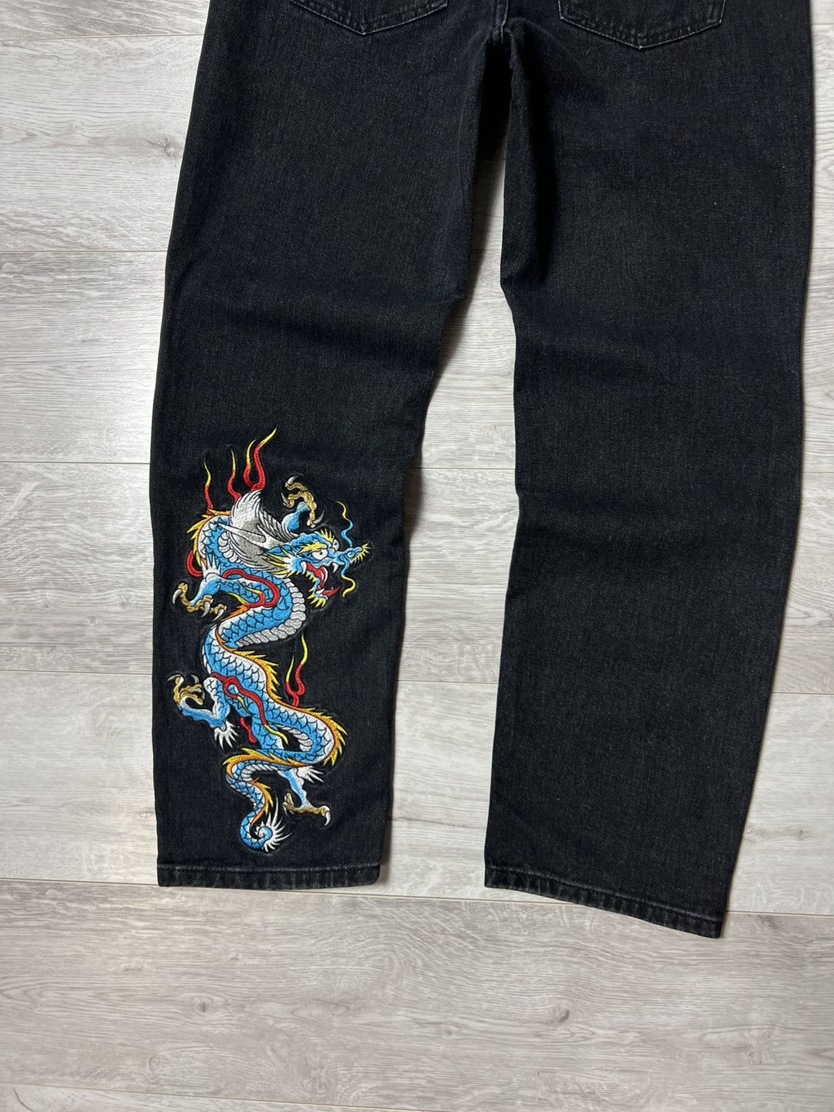 Ed Hardy Ed Hardy Embroidered Dragon Flame Straight Leg Jean Big Logo Size US 32 / EU 48 - 14 Thumbnail
