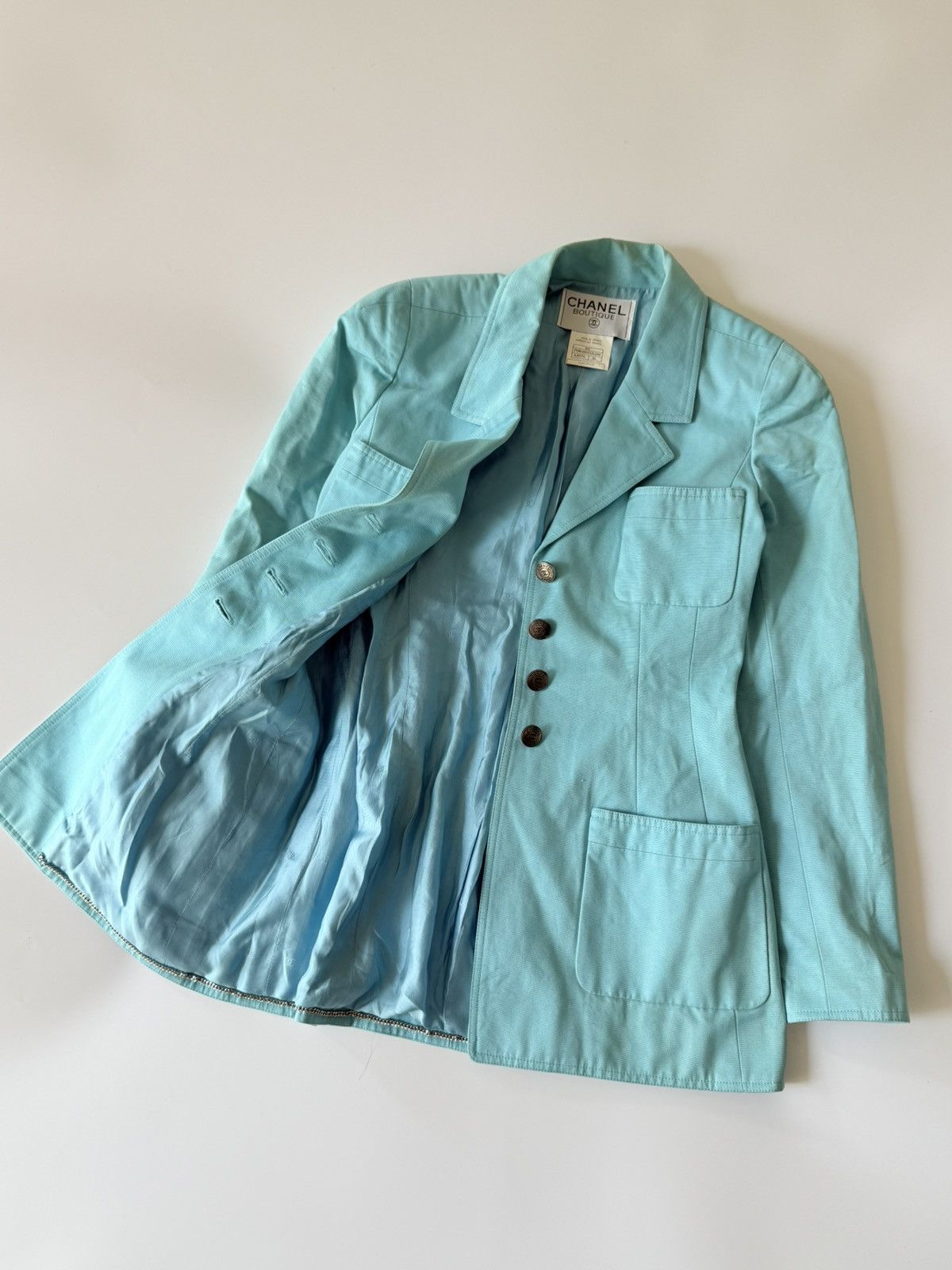 Chanel Chanel Boutique Vintage Tirquoise Cotton Blazer Size XS / US 0-2 / IT 36-38 - 6 Thumbnail