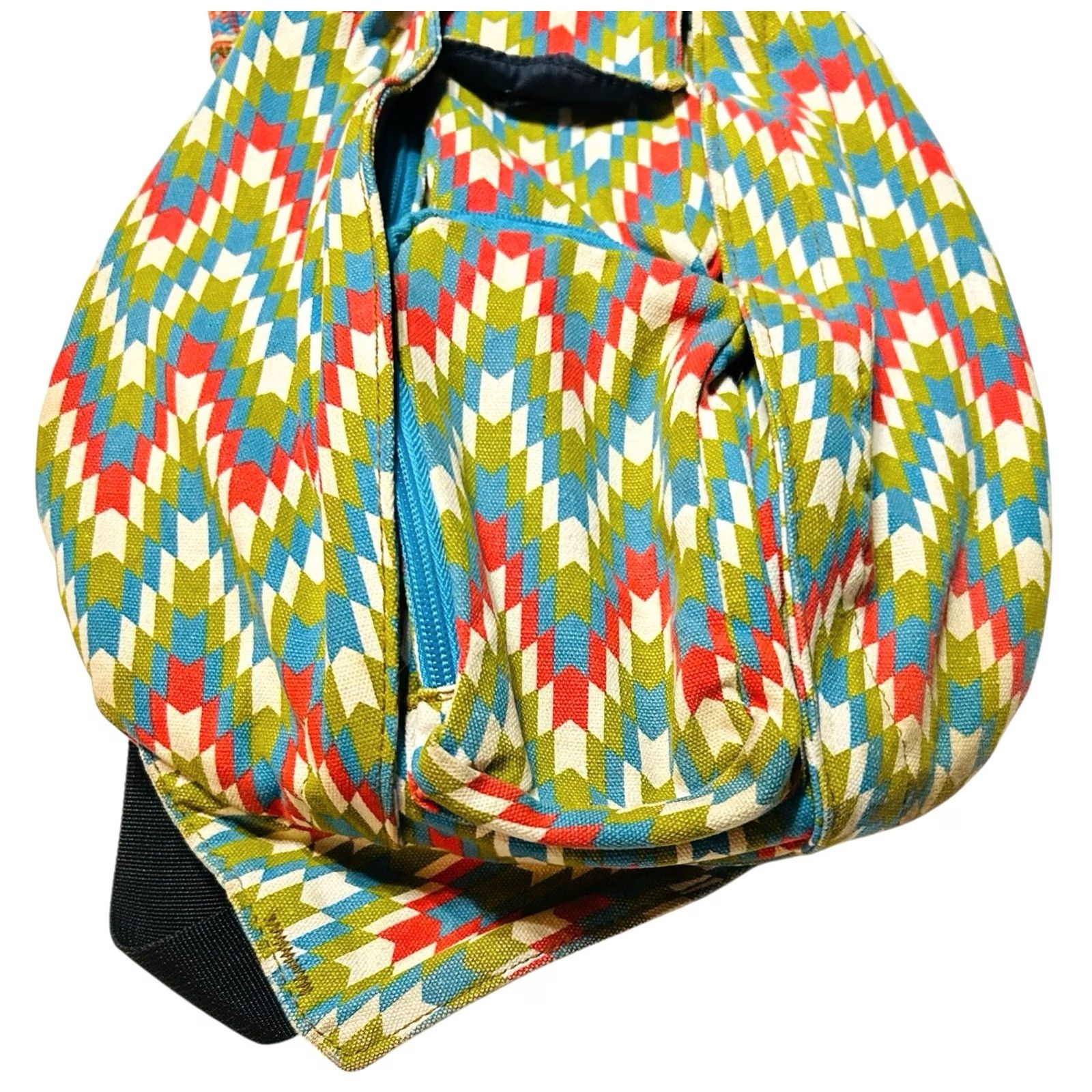 KAVU KAVU Rope Bag Original Cotton Shoulder Crossbody Sling Backpack Garden Tile Crossbody Bag Womens Medium Multicolor Chevron Pattern Size ONE SIZE - 4 Thumbnail