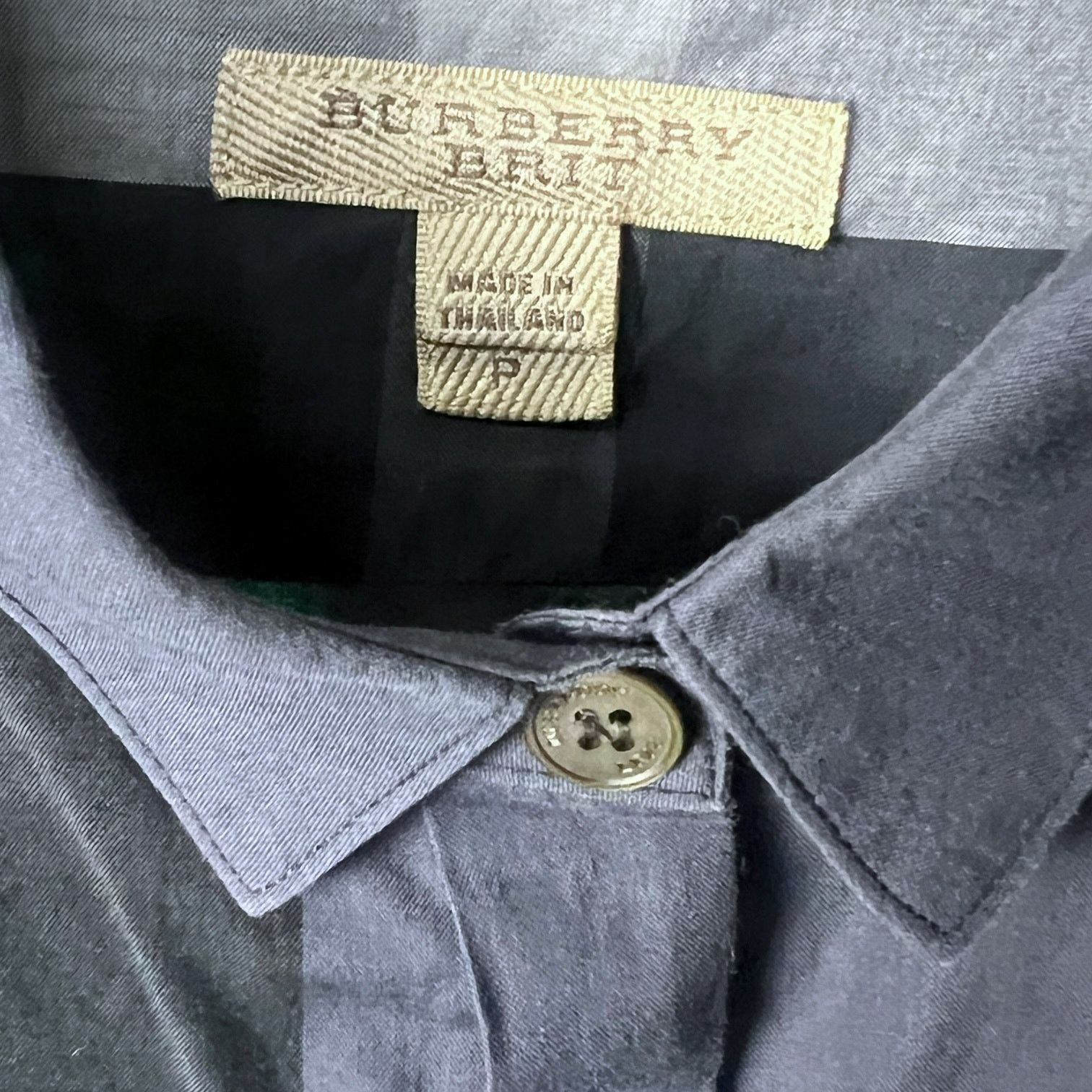 Men's Burberry Long Sleeve Button Up Shirt Blu Nova Check Sm