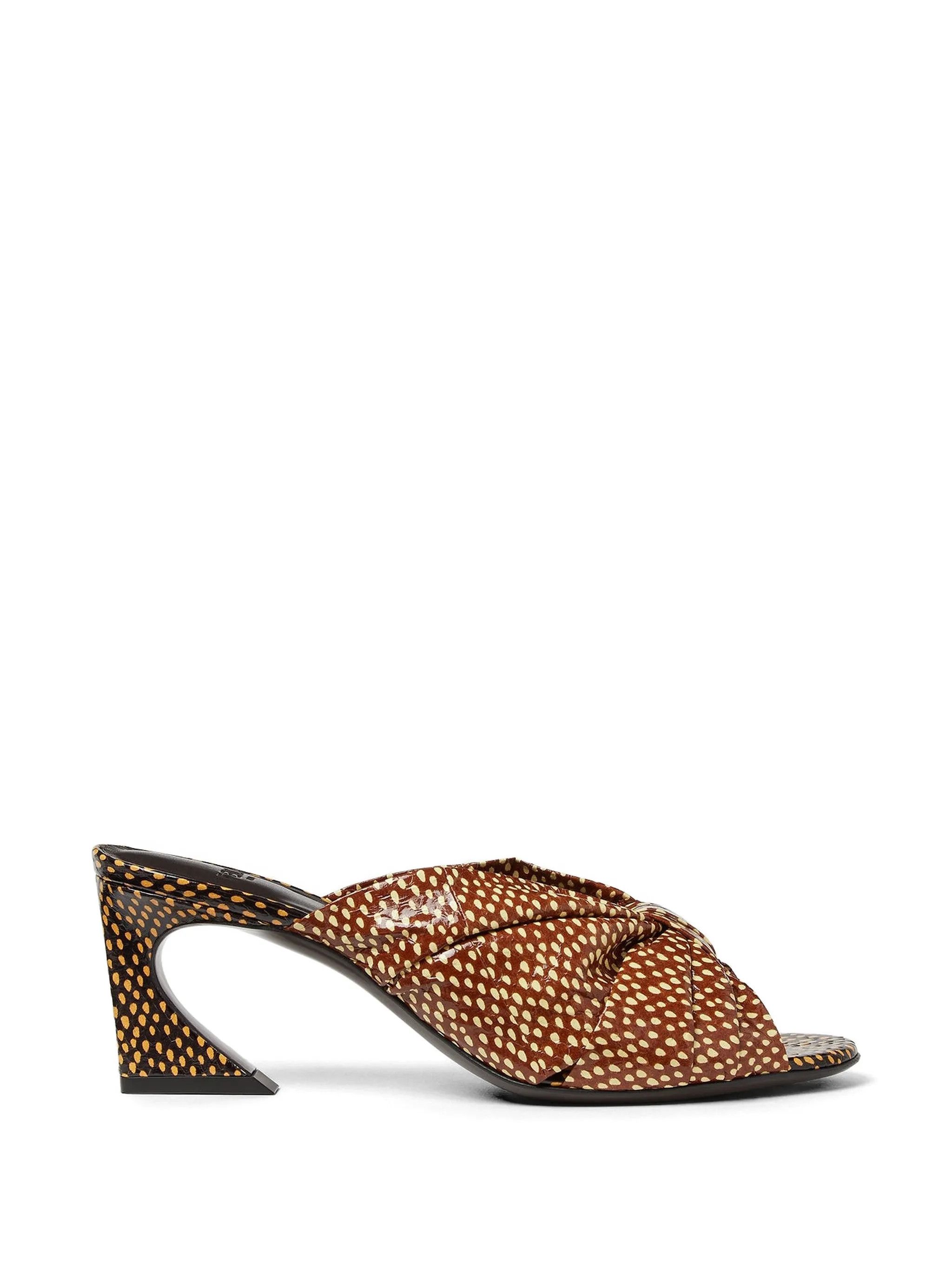 Fendi os11x0526 Arco Ruched Heeled Sandals in Brown Size US 8 / IT 38 - 1 Thumbnail