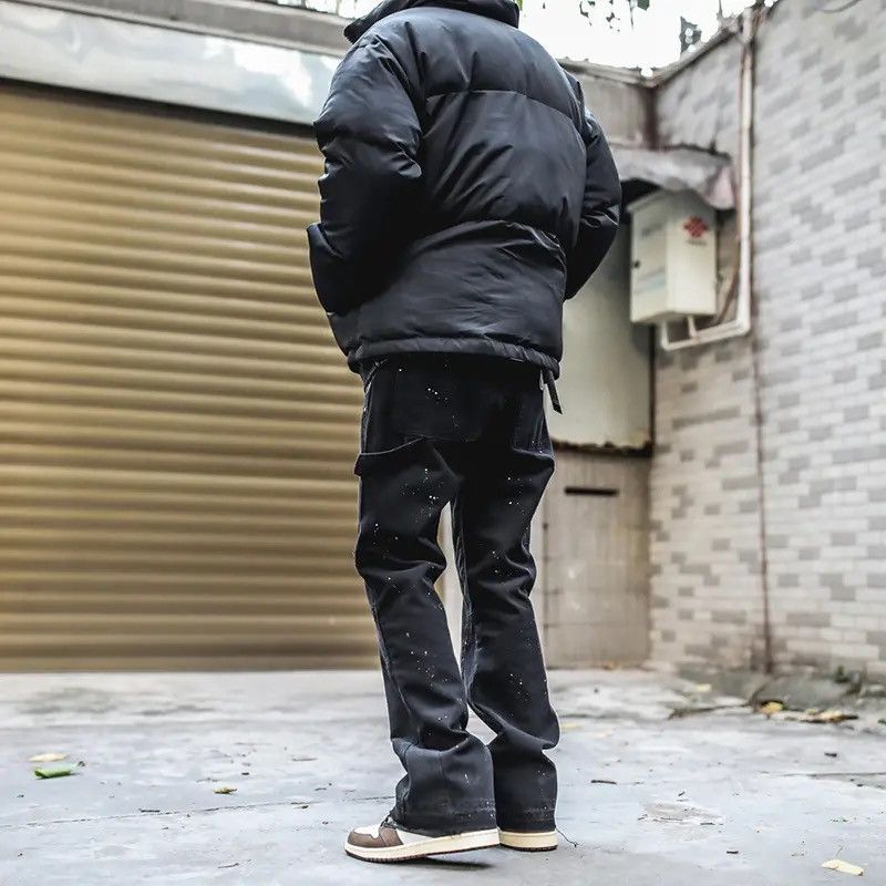 Japanese Brand × Vintage Graffiti Cargo Flared Jeans Splash Ink Wide Leg Denim Pant Size US 30 / EU 46 - 4 Thumbnail