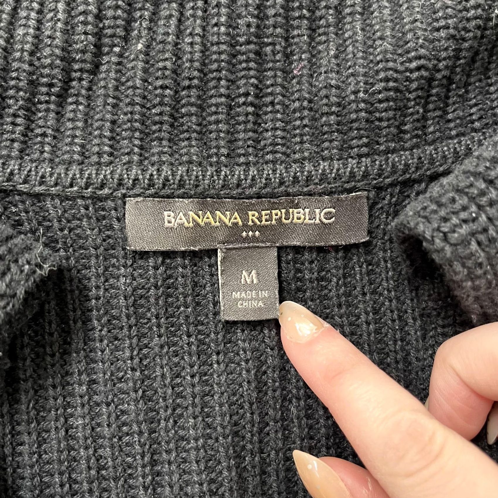 Banana Republic VINTAGE Banana Republic Cardigan Sweater Womens M Black 100% Cotton Collared Open Size M / US 6-8 / IT 42-44 - 2 Thumbnail