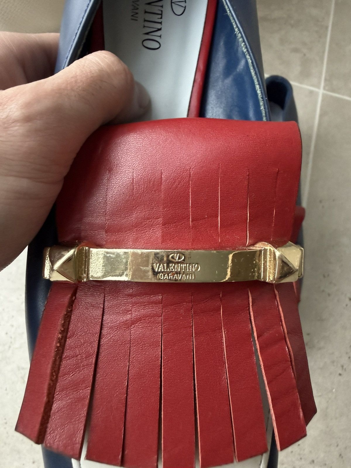 Valentino VALENTINO GARAVANI Calfskin Rockstud Uptown Fringe Loafer Size US 9 / IT 39 - 5 Thumbnail