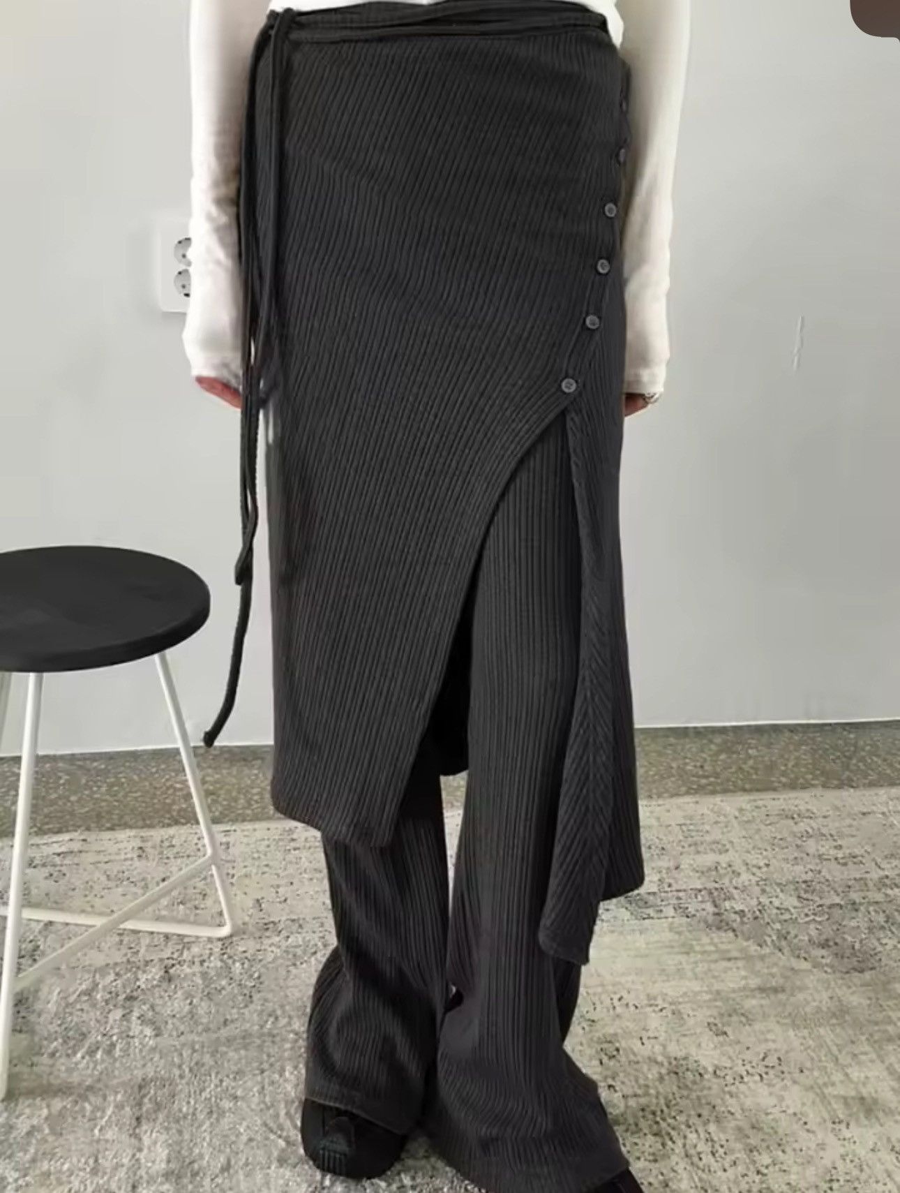 Other Design Casual Knitted Y2k Buckle Split Skirt Pants Size 25" / US 0 / IT 36 - 1 Thumbnail