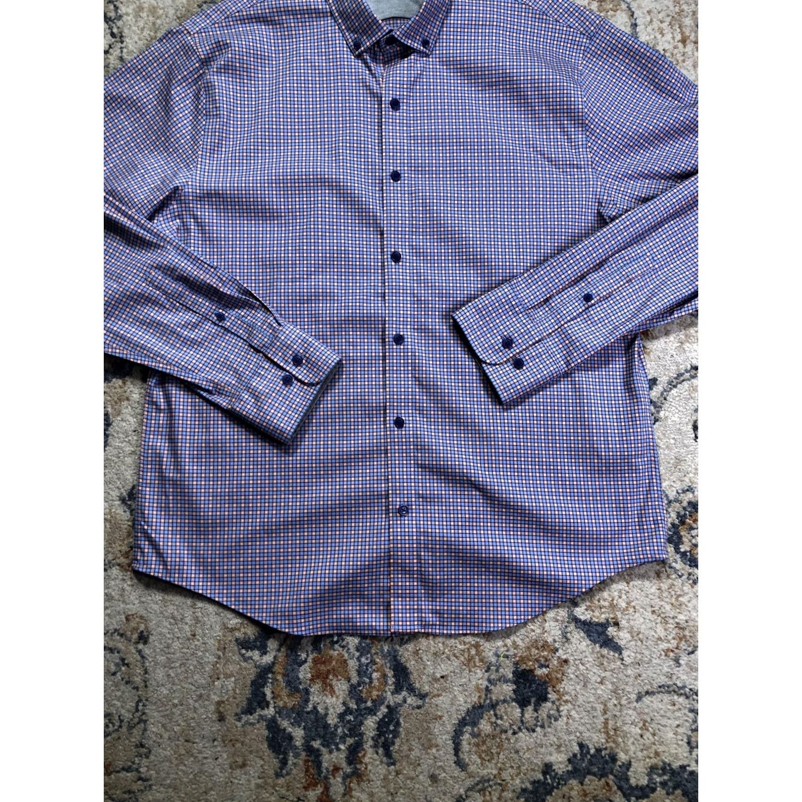 Vintage Twillory Dress Shirt Mens XL Blue Gingham Untuckable Button Front Shirt Size 46R - 5 Thumbnail