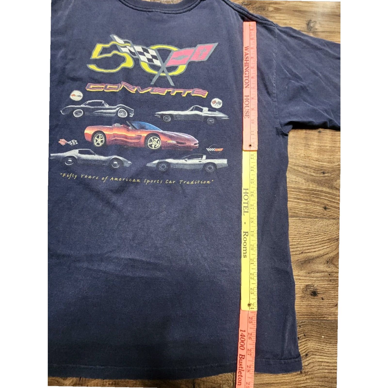 Gildan VINTAGE Corvette Celebrating 50 Years American Tradition Graphic T Shirt Mens XL Blue Size US XL / EU 56 / 4 - 3 Thumbnail