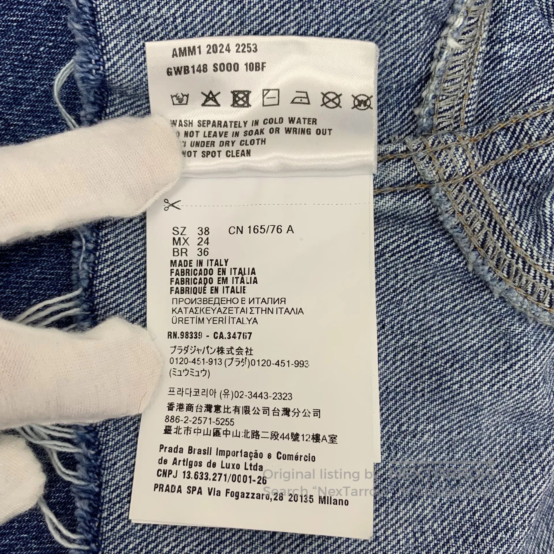 Miu Miu Miu Miu Dark Blue Washed Cotton Logo Letter Embroidered Si Size XS / US 0-2 / IT 36-38 - 9 Thumbnail