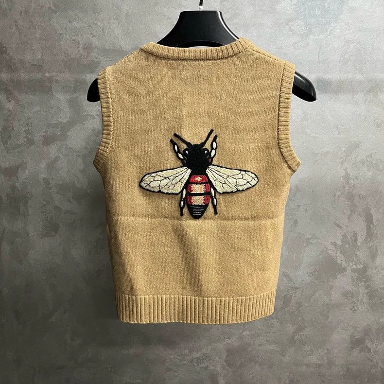 Gucci Gucci Brown embroidered bee wool prismatic pattern V-neck s Size US S / EU 44-46 / 1 - 5 Thumbnail