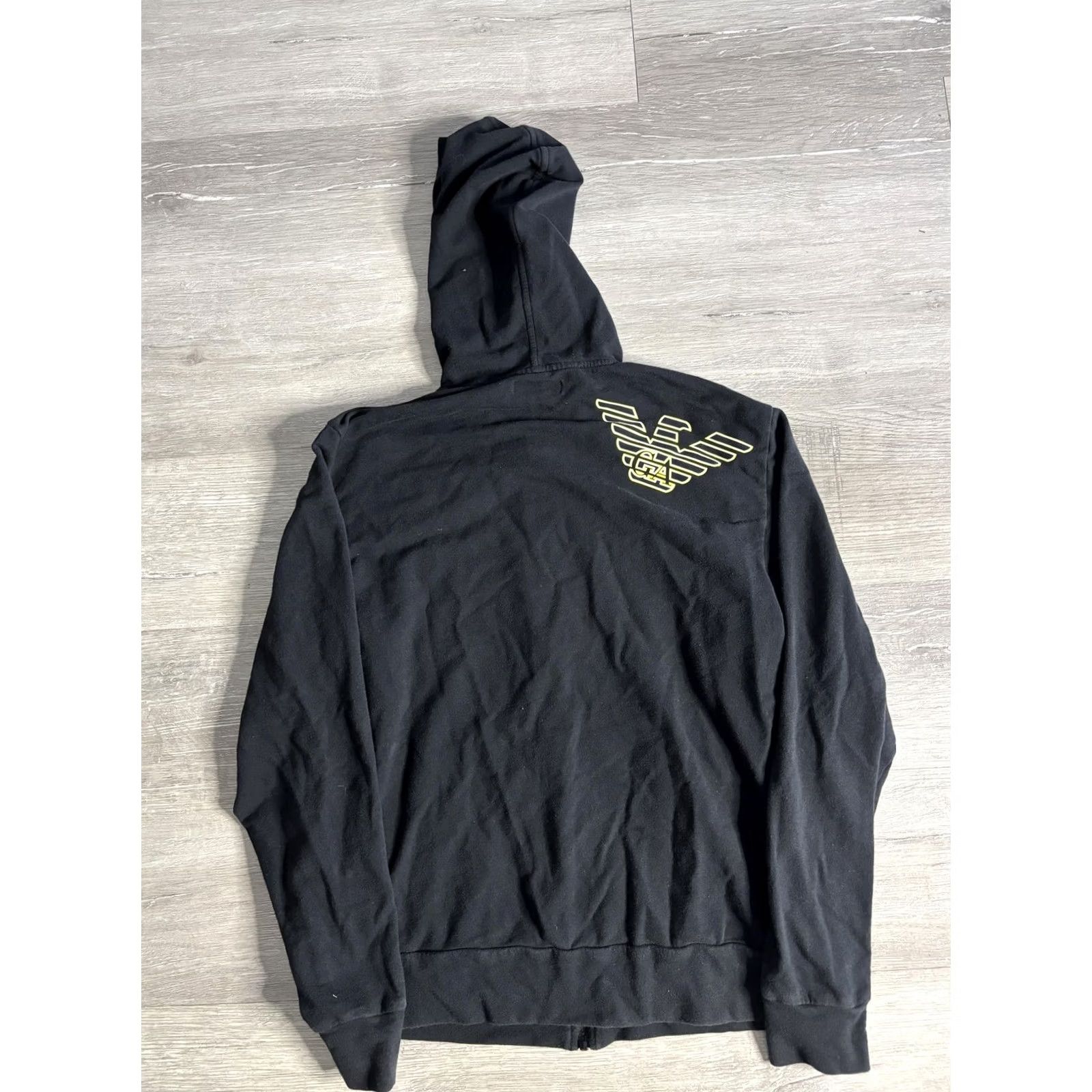Emporio Armani Emporio Armani Hoodie Mens M Black Full Zip Graphic Print Logo Fleece Sweatshirt Size US M / EU 48-50 / 2 - 5 Thumbnail