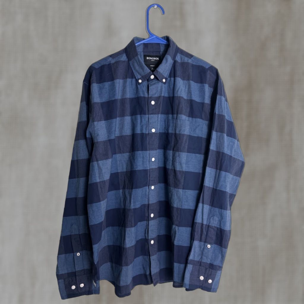 Bonobos VINTAGE Bonobos Stretch Standard Fit Button Down Shirt XL Blue Plaid Cotton Long Sleeve Size US XL / EU 56 / 4 - 1 Thumbnail