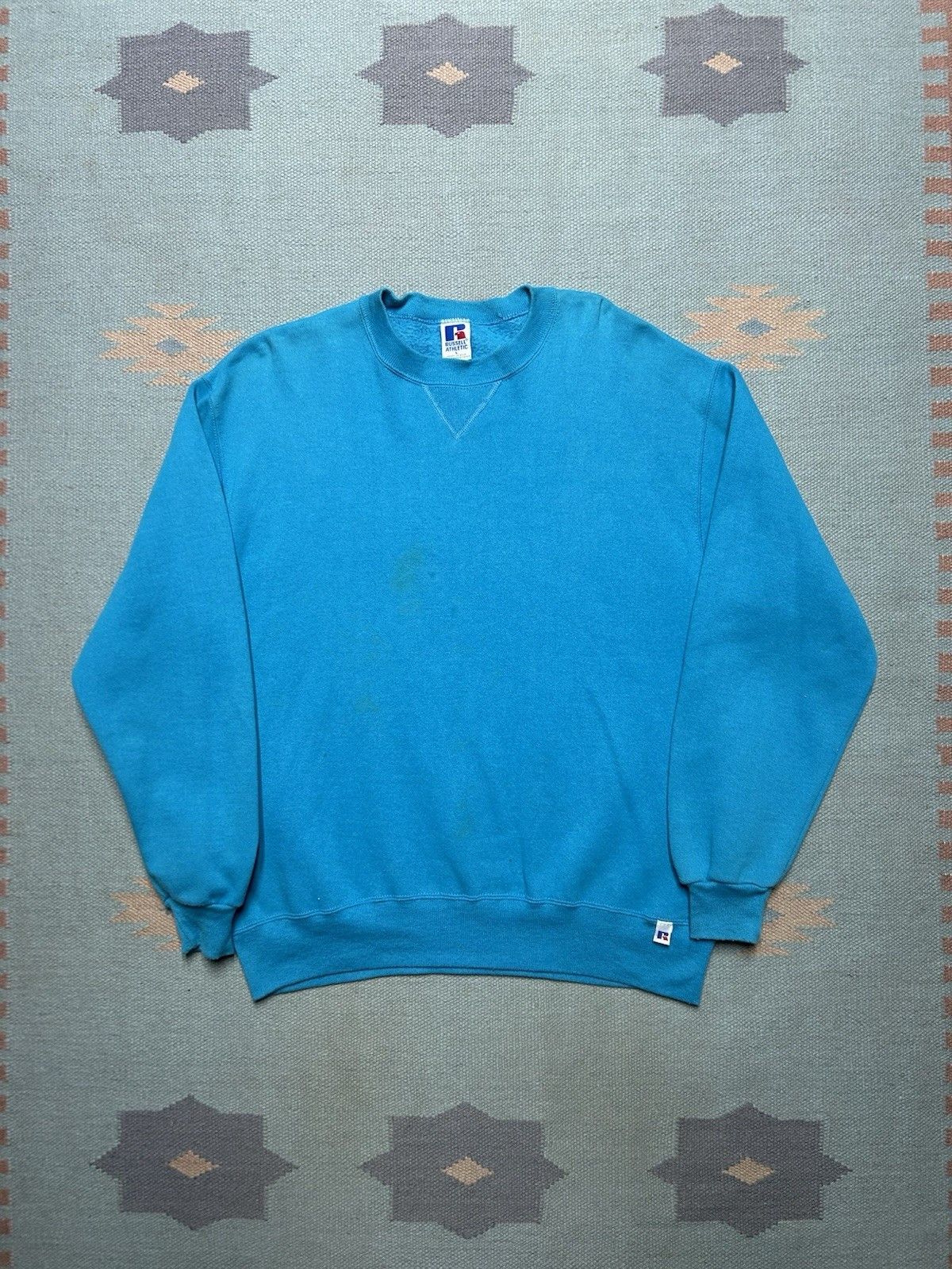 Vintage Vintage 90s sweatshirt russell athletic blank teal USA large Size US L / EU 52-54 / 3 - 1 Thumbnail