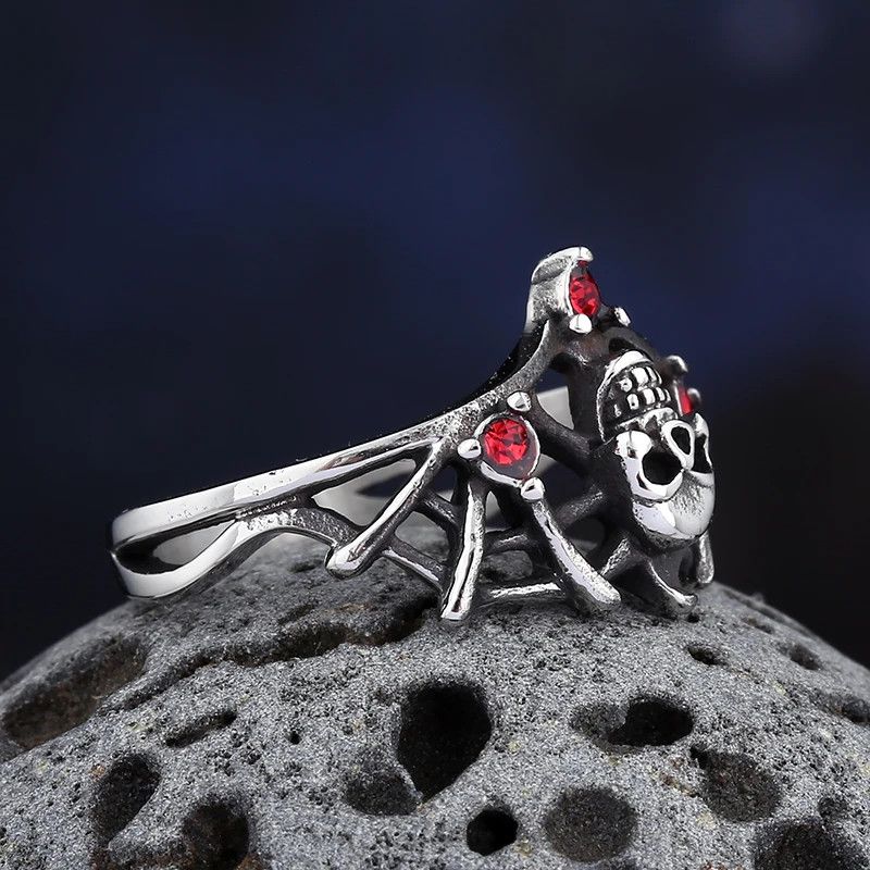 Jewelry × Vintage Skull With Red Stone Ring Size ONE SIZE - 3 Thumbnail
