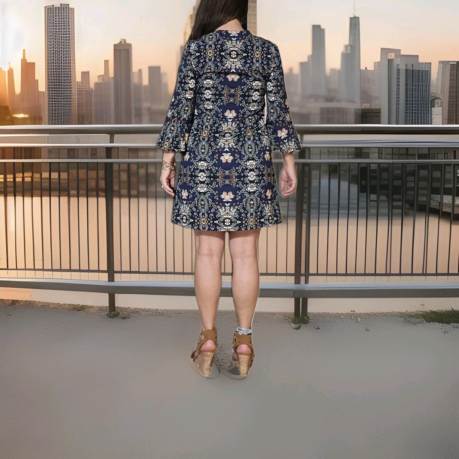 Jessica Simpson Jessica Simpson Dress XS 2-4 Floral Shift 3/4 Bell Sleeve Size XS / US 0-2 / IT 36-38 - 14 Thumbnail