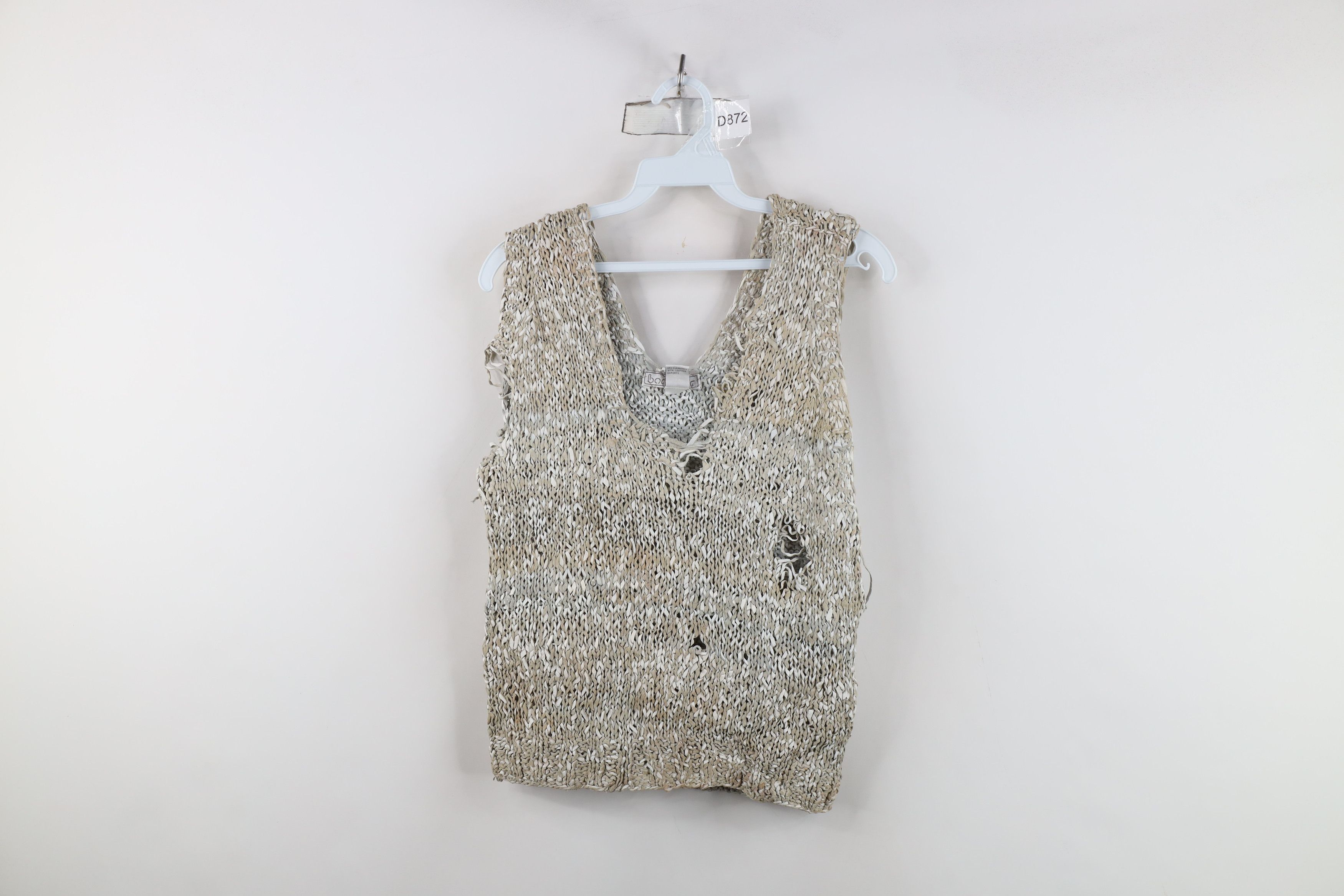 Vintage Vintage 90s Streetwear Braid Hand Knit Tank Top T-Shirt Size L / US 10 / IT 46 - 1 Thumbnail
