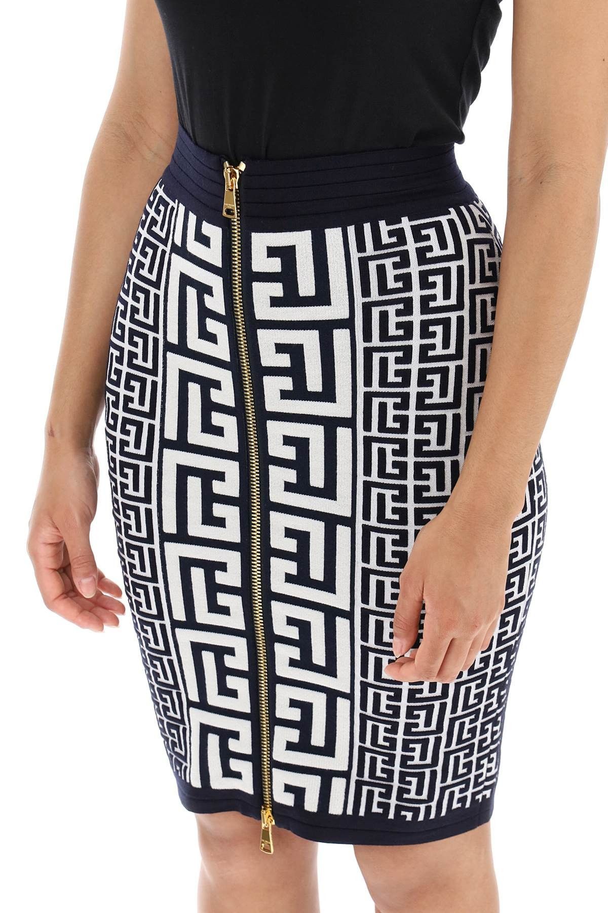 Balmain o1y0625 Midi Skirt in Midnight Blue/White Size 28" / US 6 / IT 42 - 4 Thumbnail