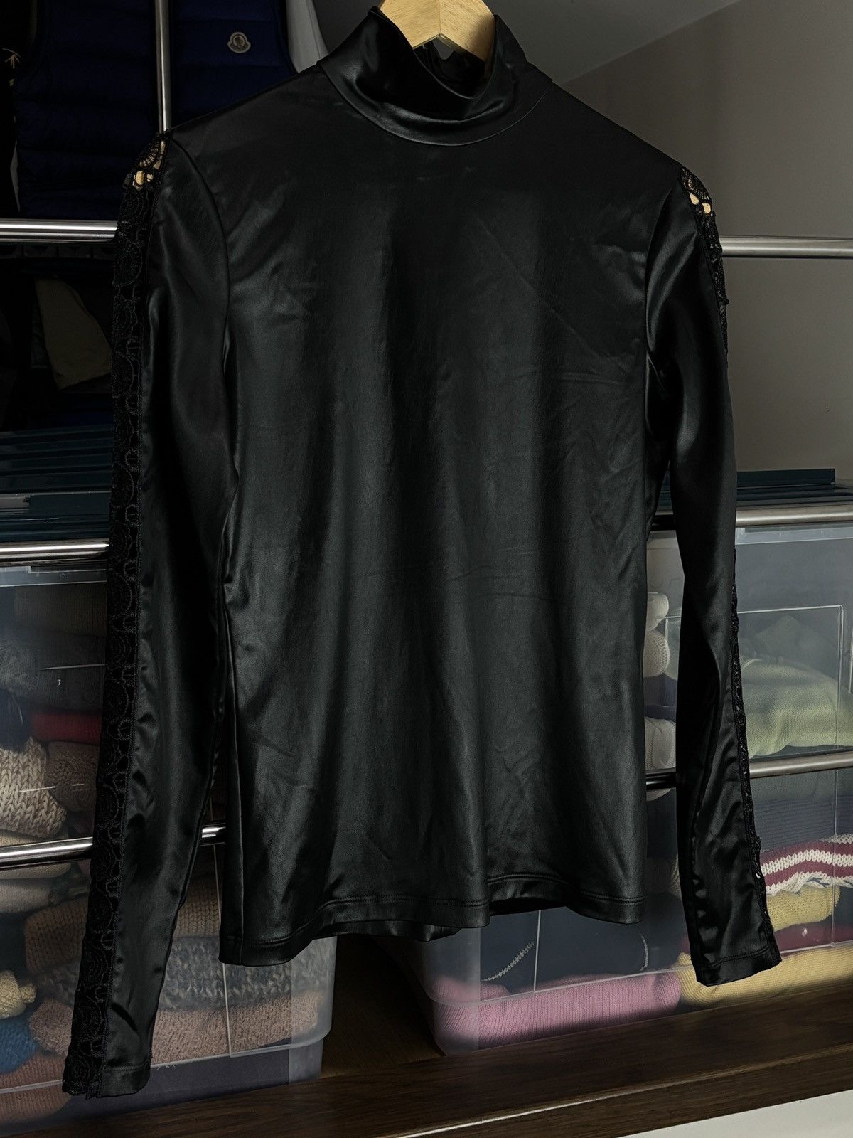 Givenchy Givenchy Leather-Look Top With Lace Details Designer Rare Size S / US 4 / IT 40 - 2 Thumbnail