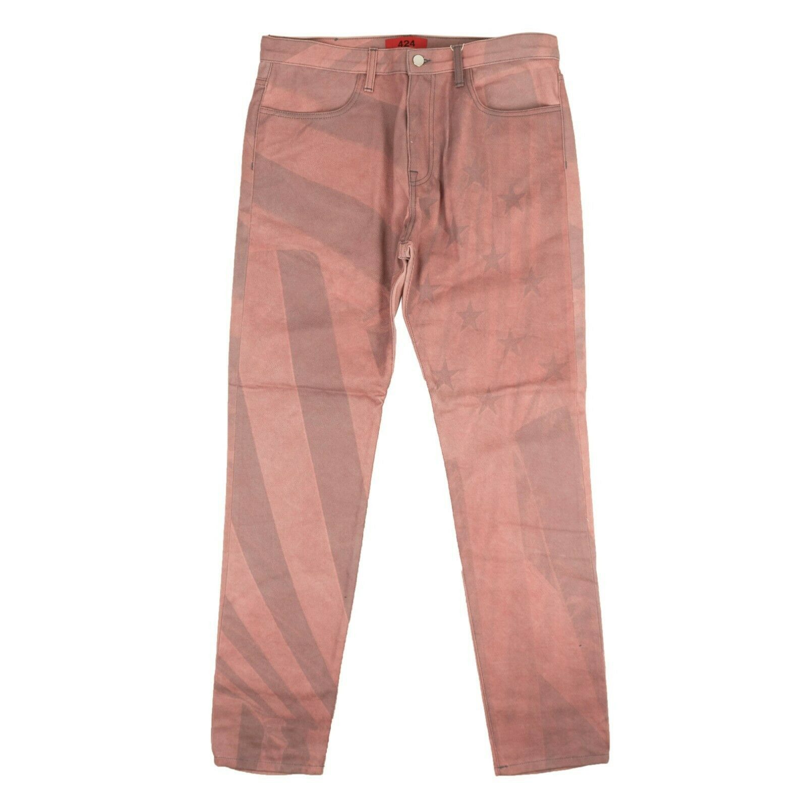 image of 424 On Fairfax Pink American Flag Denim Jeans Size 32/42, Men's