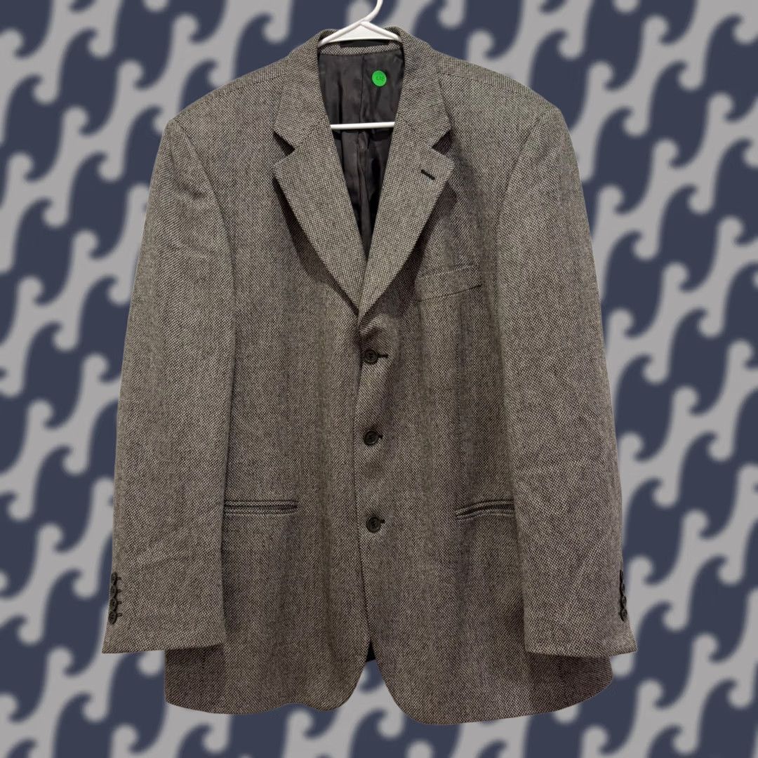Burton Burton Grey Tweed Wool 3-Button Sport Coat Blazer Mens Size 46R - 1 Thumbnail