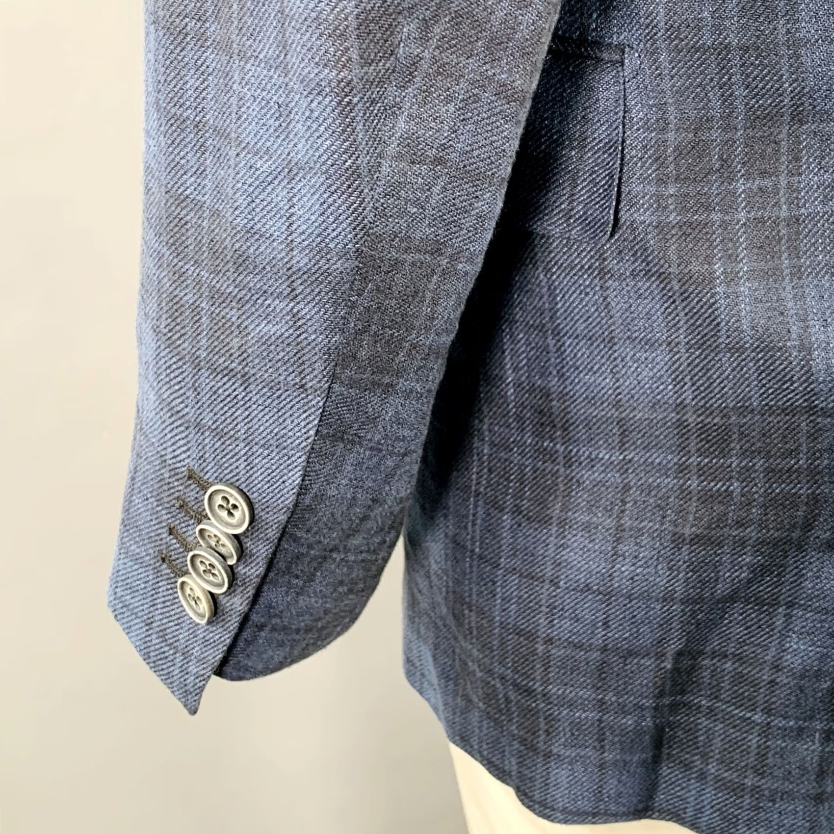 Ermenegildo Zegna ERMENEGILDO ZEGNA Sport Coat Blue Navy Plaid Notch Lapel Size 48 Regular Mens Size US M / EU 48-50 / 2 - 5 Thumbnail