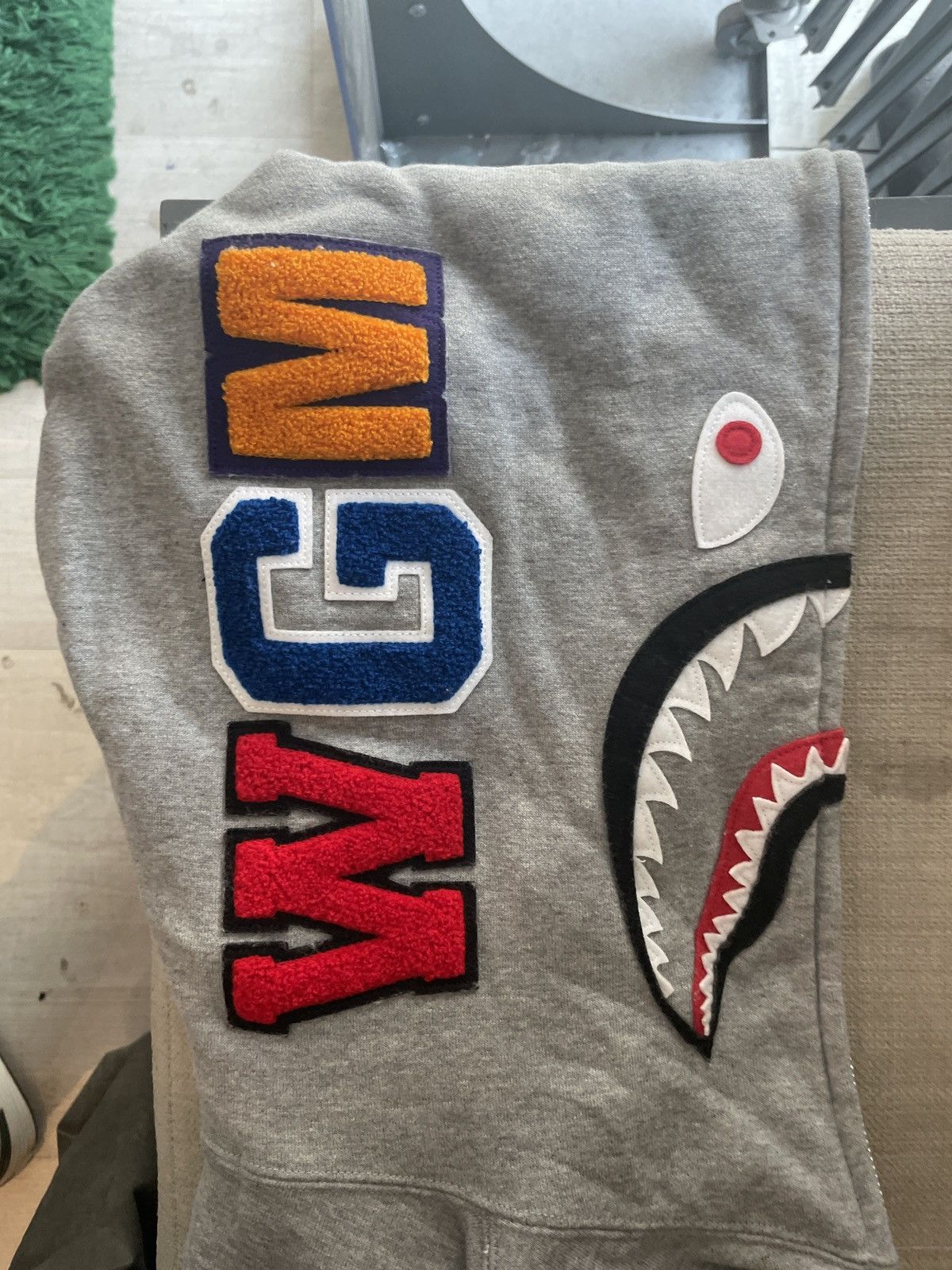Real Bape Wgm Bape Shark Full Zip WGM Hoodie Grey S