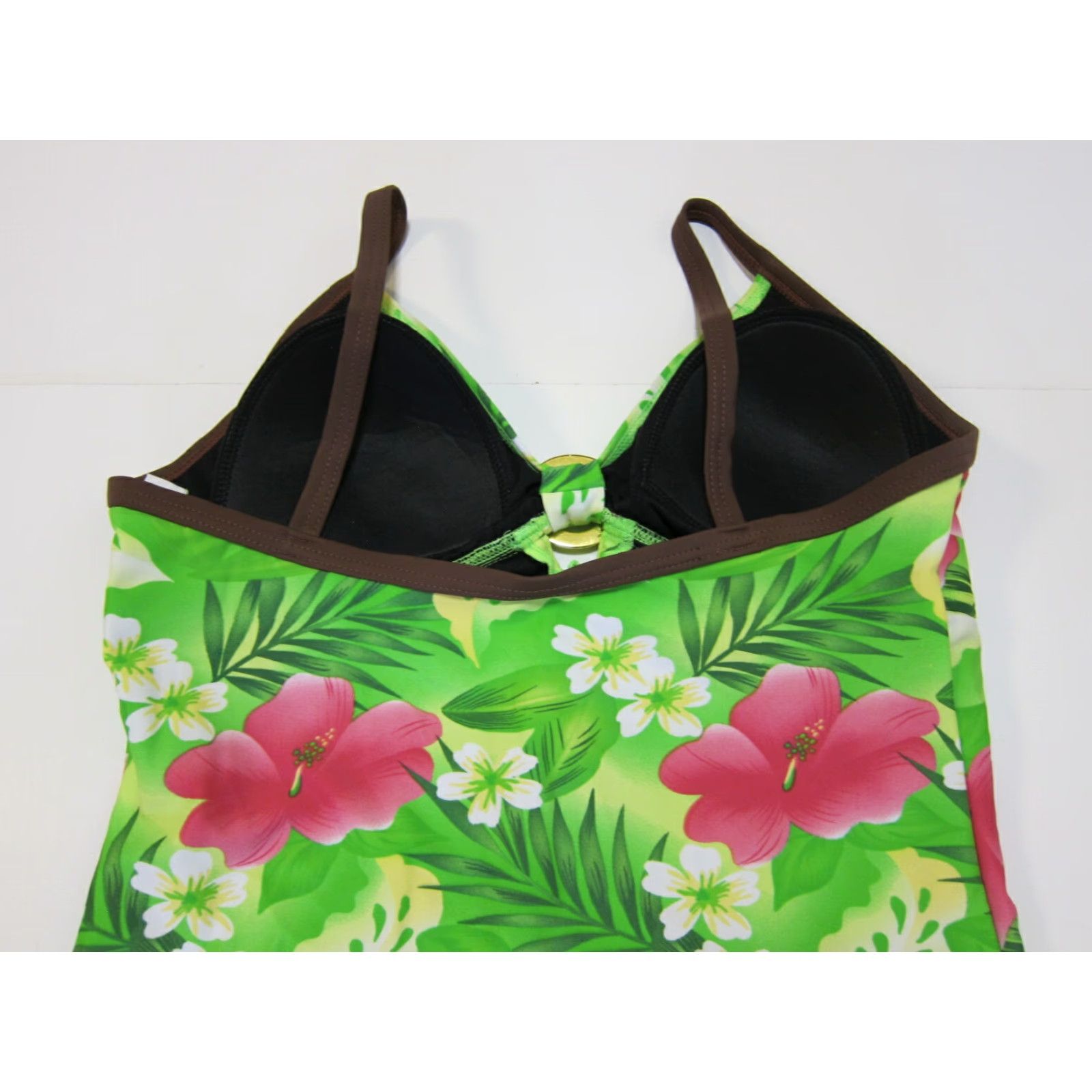 Pinko NWT INGEAR Green Pink White Floral Hawaiian Padded Halter Swim Tankini Women 10 Size ONE SIZE - 6 Thumbnail