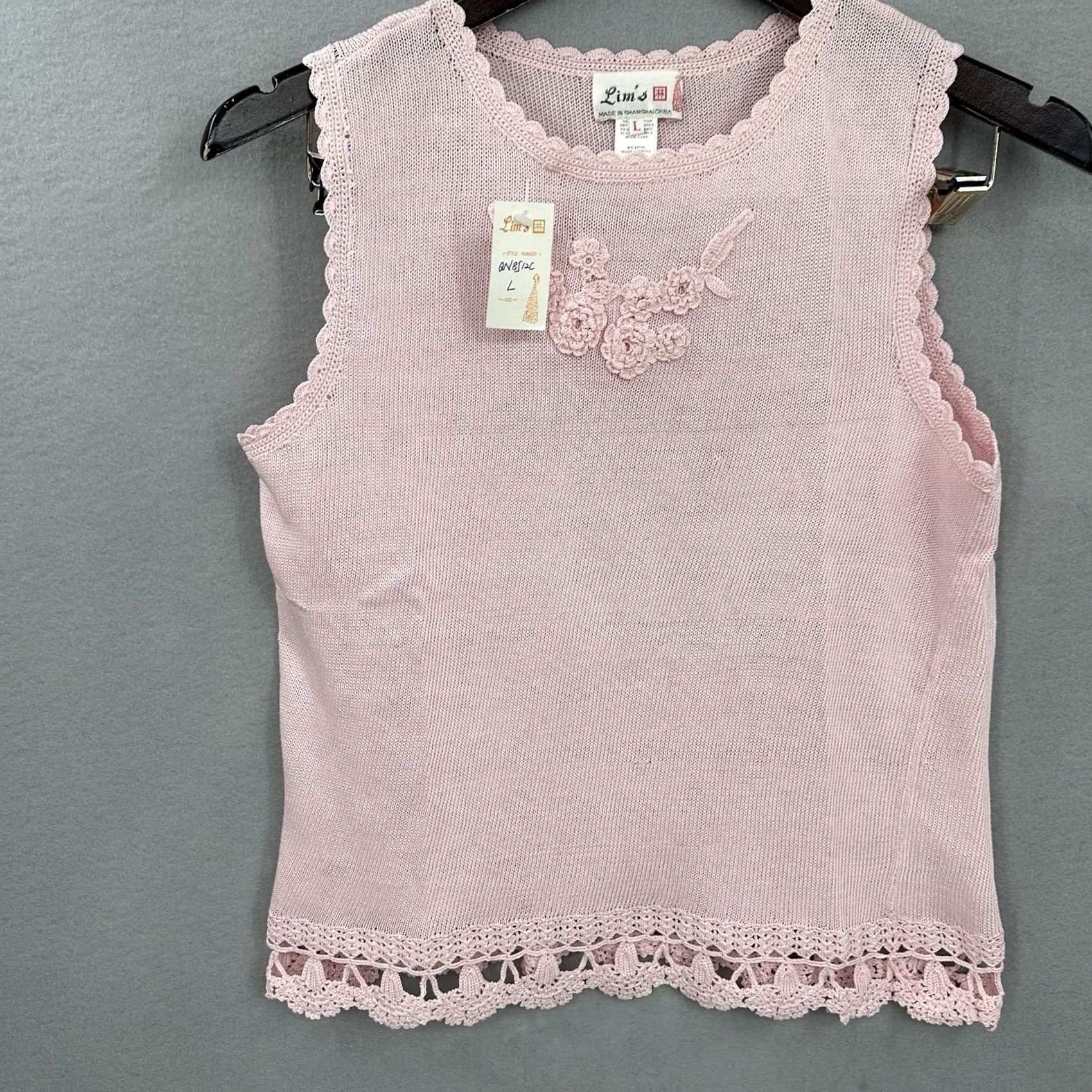 Pinko VINTAGE LIM'S Sweater Vest Womens L Floral 3D Appliqué Crochet Knit Pink Y2K Size L / US 10 / IT 46 - 3 Thumbnail