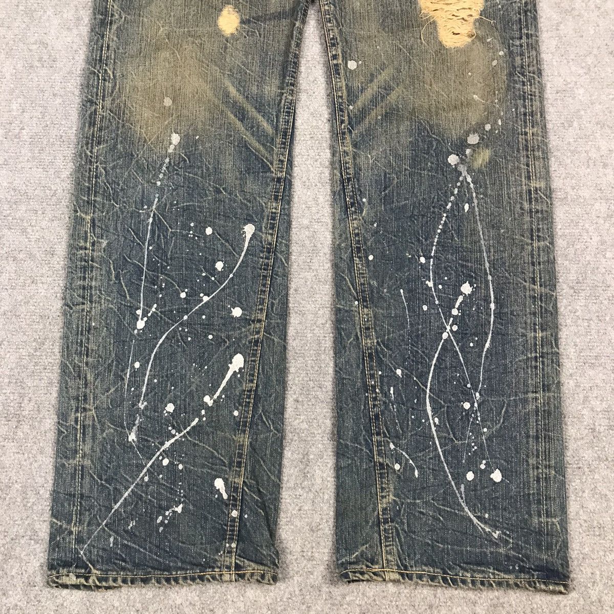 If Six Was Nine × Le Grande Bleu (L.G.B.) DENIM CARFT RUSTY DISTRESSED PAINT STYLE JAPAN JEANS PANTS Size US 32 / EU 48 - 2 Thumbnail