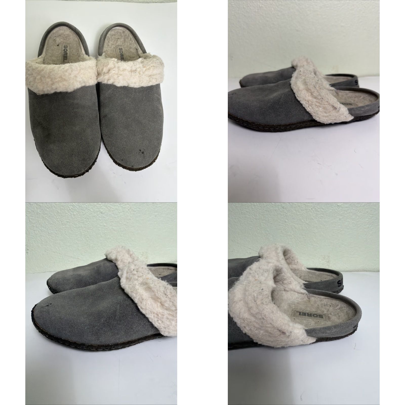 SOREL VINTAGE Sorel Nakiska Slippers Gray Suede/Faux Shearling Slide Women’s UK7 US9 Mens? Size US 7 / IT 37 - 9 Thumbnail