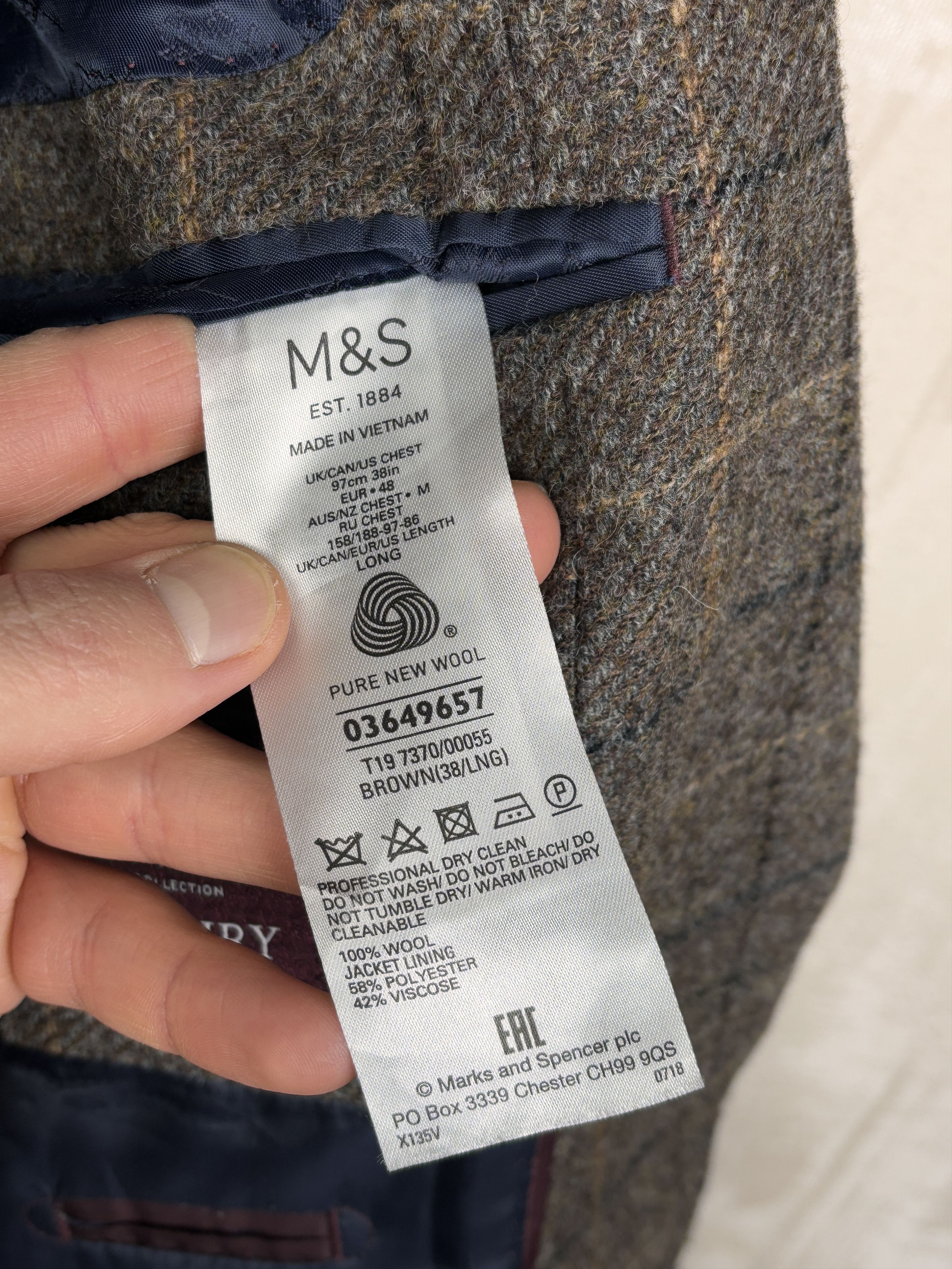 Marks & Spencer Marks & Spencer Moon Tweed Luxury Wool Blazer Jacket Mens Size US M / EU 48-50 / 2 - 14 Thumbnail
