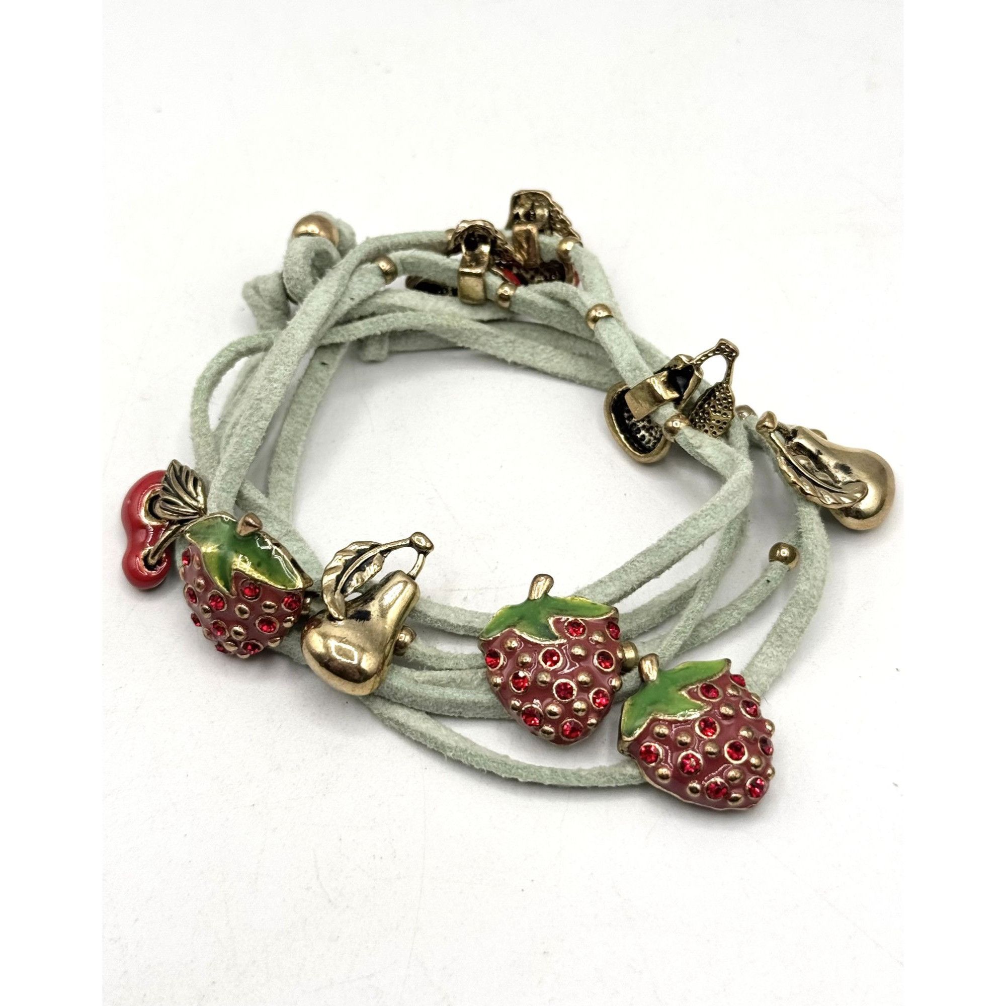 Other Green suede enamel rhinestone fruit strawberry cherry charm Size ONE SIZE - 1 Thumbnail