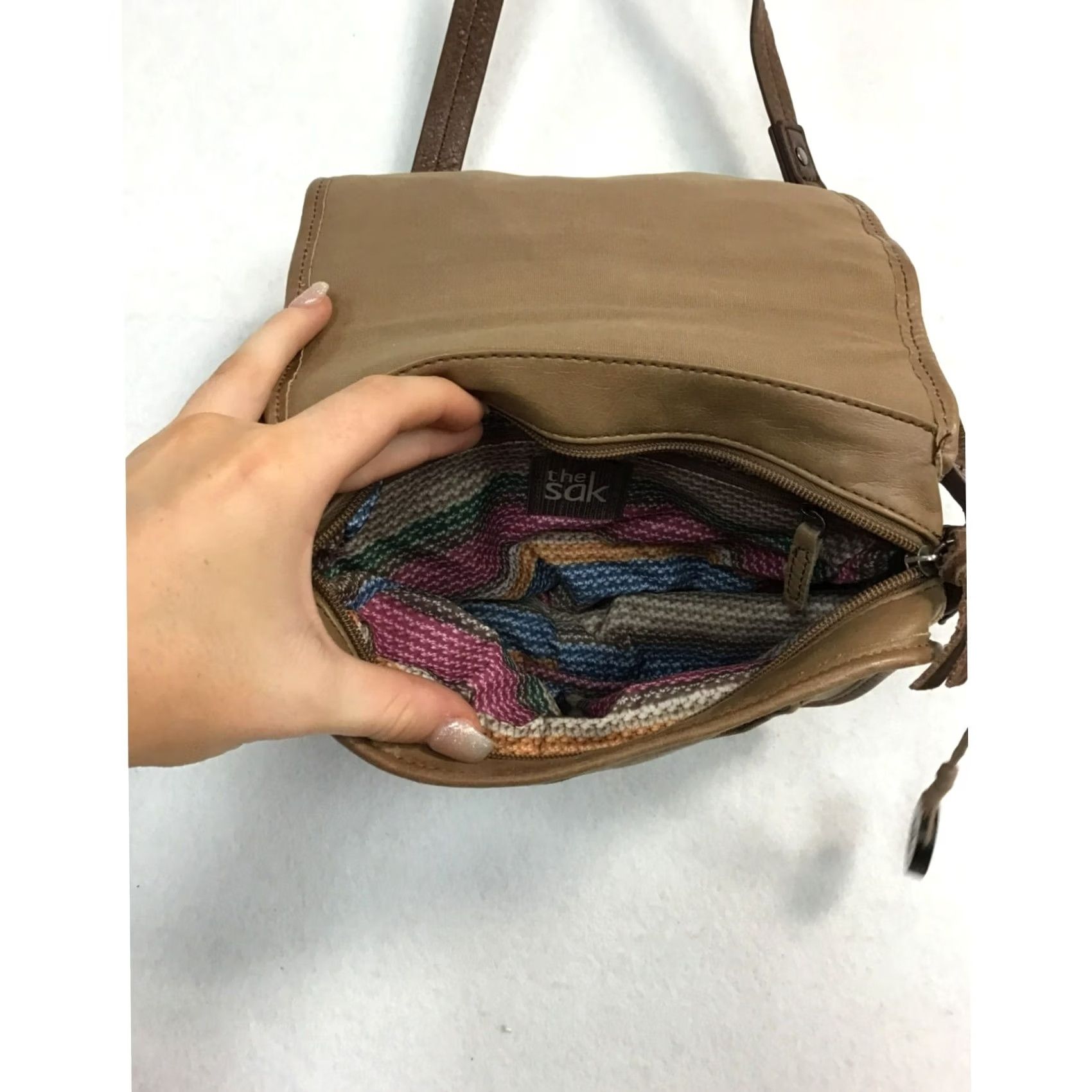 The Sak VINTAGE The Sak Leather Purse Crossbody Womens Brown N/A Good 1892 Peace Sign Crossbody Bag Women Size ONE SIZE - 5 Thumbnail