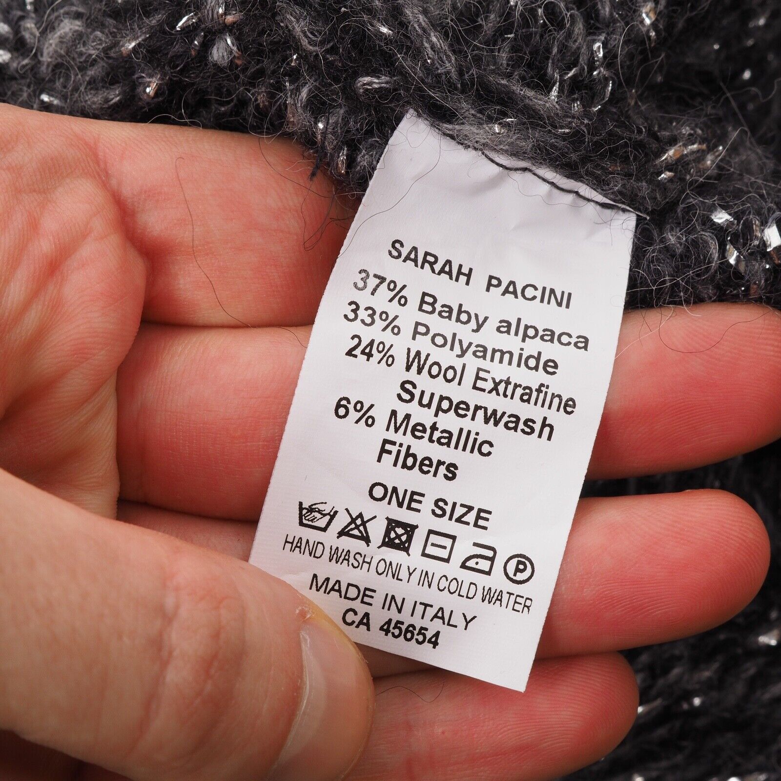 Sarah Pacini Sarah Pacini Gray Silver Alpaca Cardigan Sweater Cape Size ONE SIZE - 5 Thumbnail