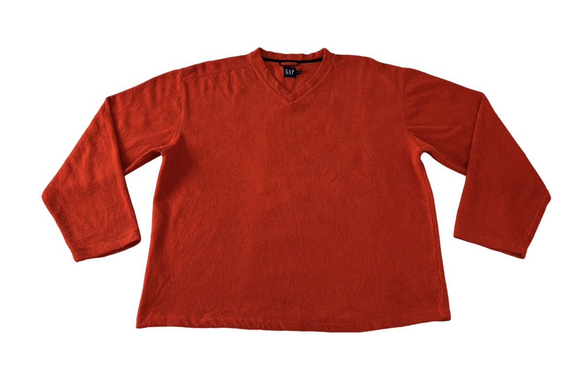 Japanese Brand Hype Japanese Brand Red Fleece Sweater V Neck Plain Design Size US L / EU 52-54 / 3 - 1 Thumbnail