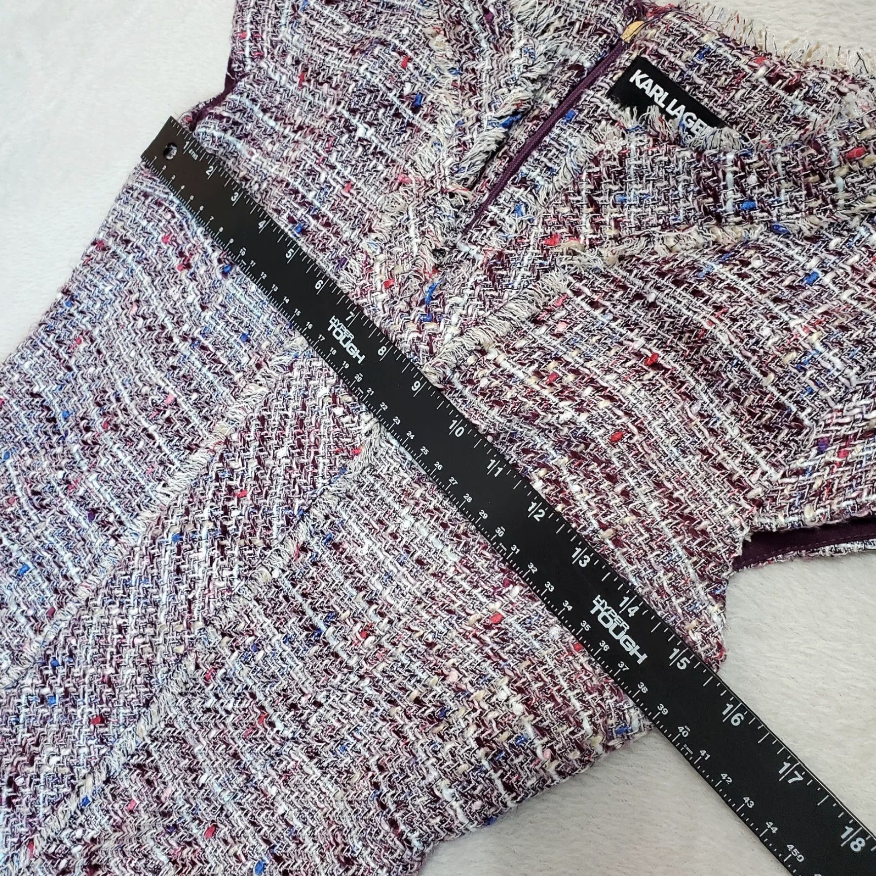 Karl Lagerfeld Karl Lagerfeld Dress Women 2 Purple Fringe Tweed Sheath Knee Length Zipper Back Lined Cap Sleeve V-Neck Size XS / US 0-2 / IT 36-38 - 7 Thumbnail