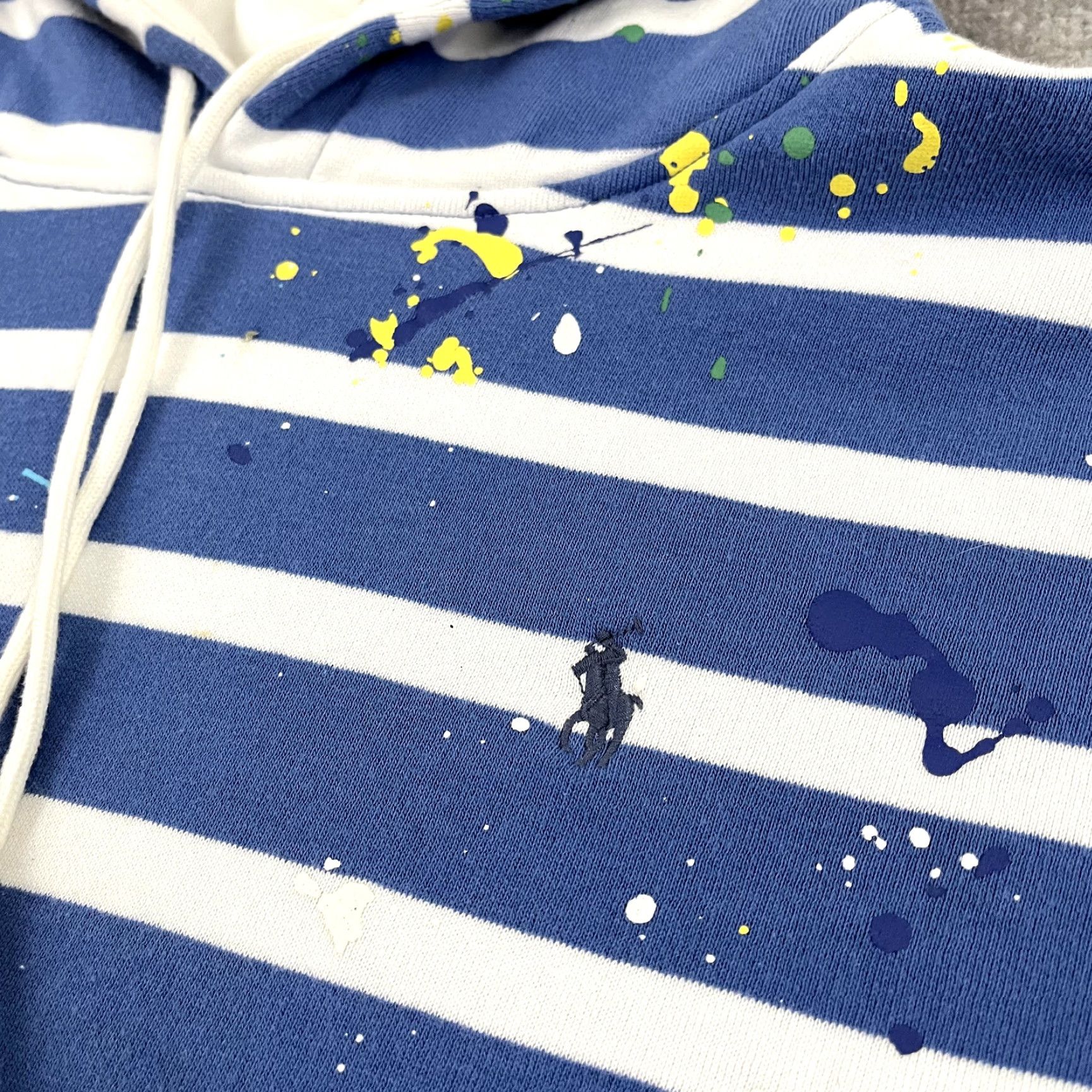 Polo Ralph Lauren POLO RALPH LAUREN Hoodie Womens Large Cropped Boxy Paint Splatter Sweatshirt Gym Size L / US 10 / IT 46 - 3 Thumbnail