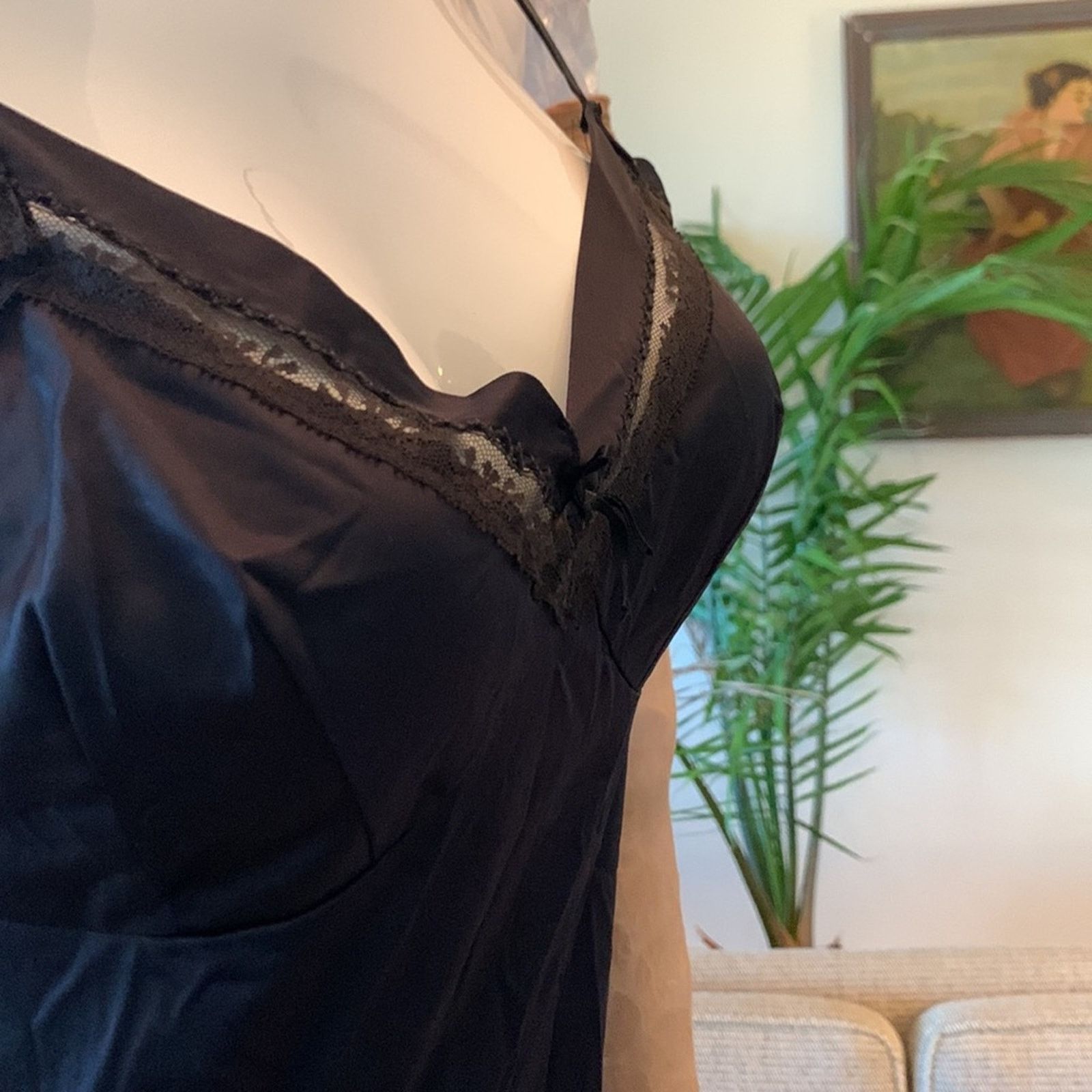 Vintage 60’S vintage black slip slipdress chemise nighty Size XS / US 0-2 / IT 36-38 - 2 Thumbnail