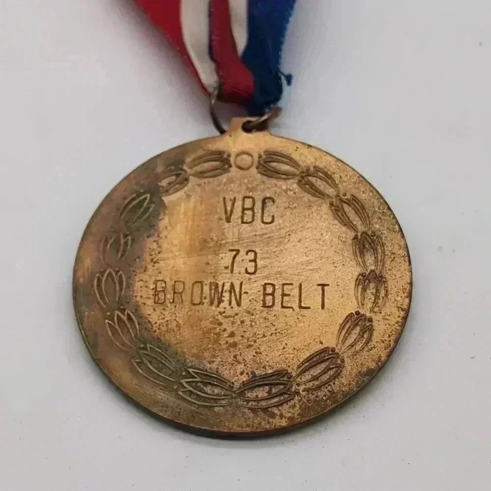 Vintage 1973 Karate Brown Belt Bronze Medal VBC Size ONE SIZE - 2 Thumbnail