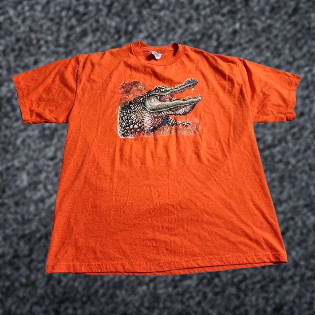 Jerzees VINTAGE Jerzees Florida Alligator Gator Glitter Graphic T Shirt Mens XL Orange 90s Beach Boys Girls? Size US XL / EU 56 / 4 - 1 Thumbnail
